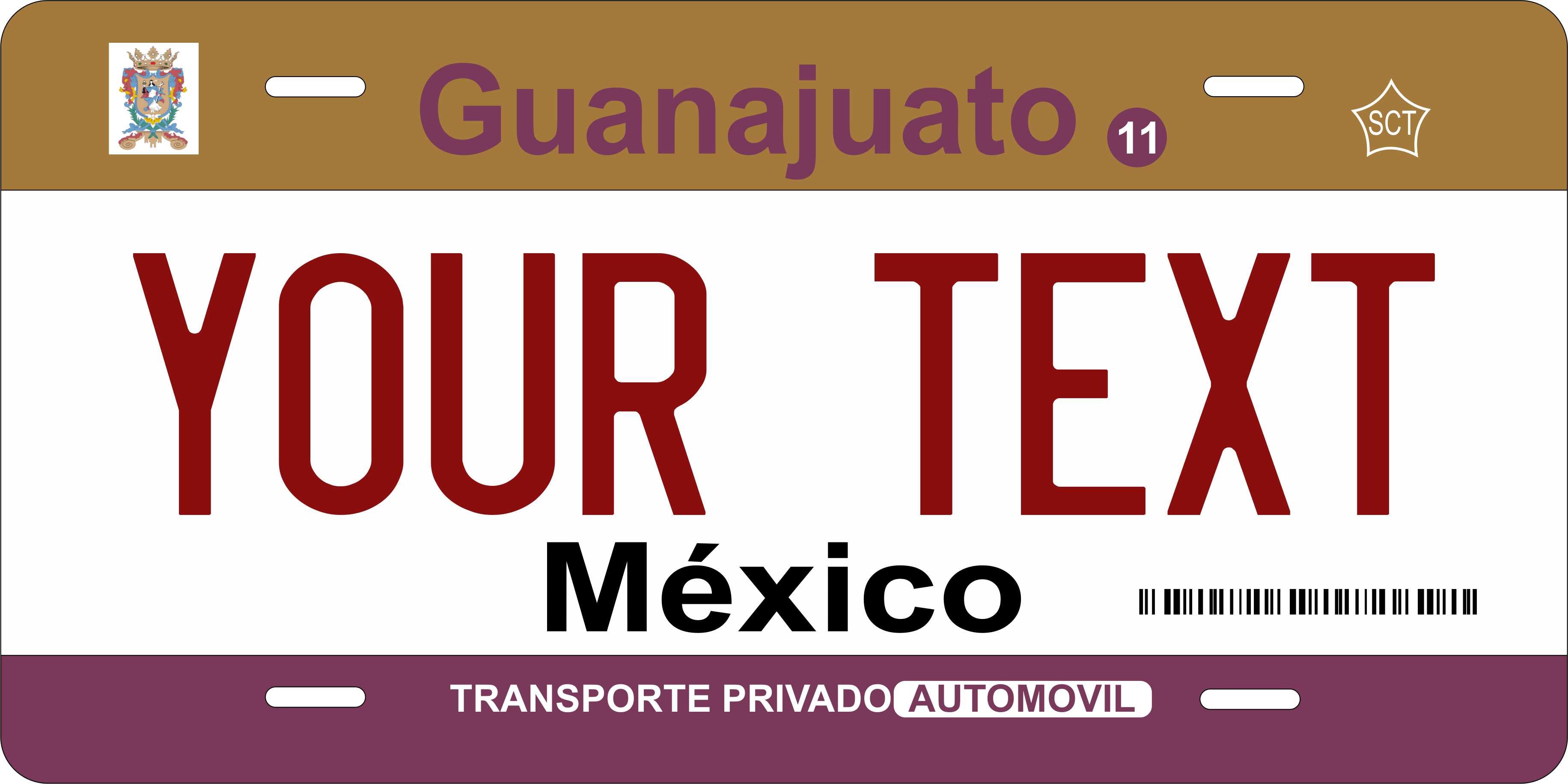 Guanajuato 2017 maroon Mexico CA License Plate Personalized Novelty Fun Car Bike Motorcycle