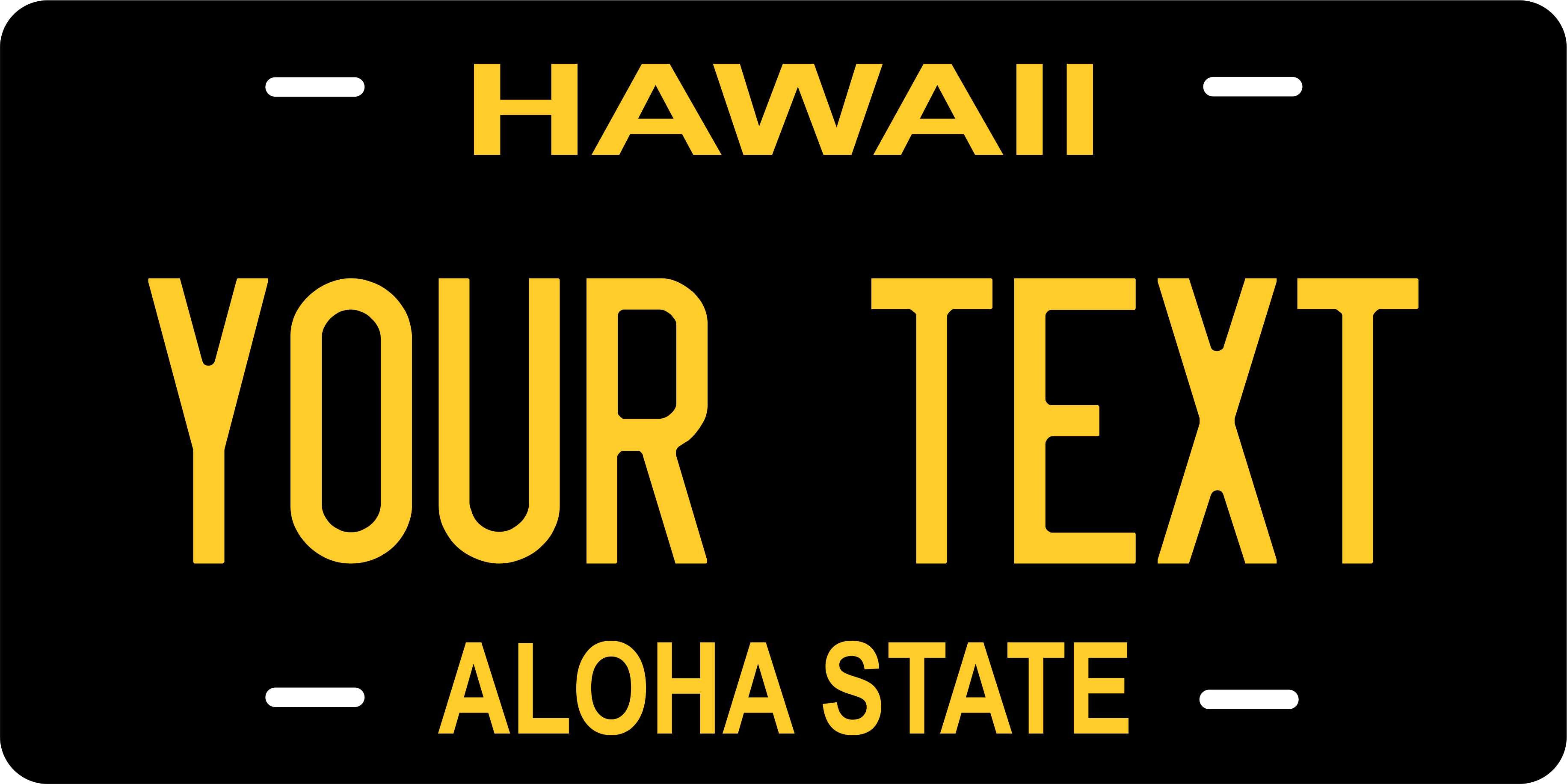 Hawaii Black Yellow License Plate Yellow personalized Novelty Fun Car Bike Motorcycle