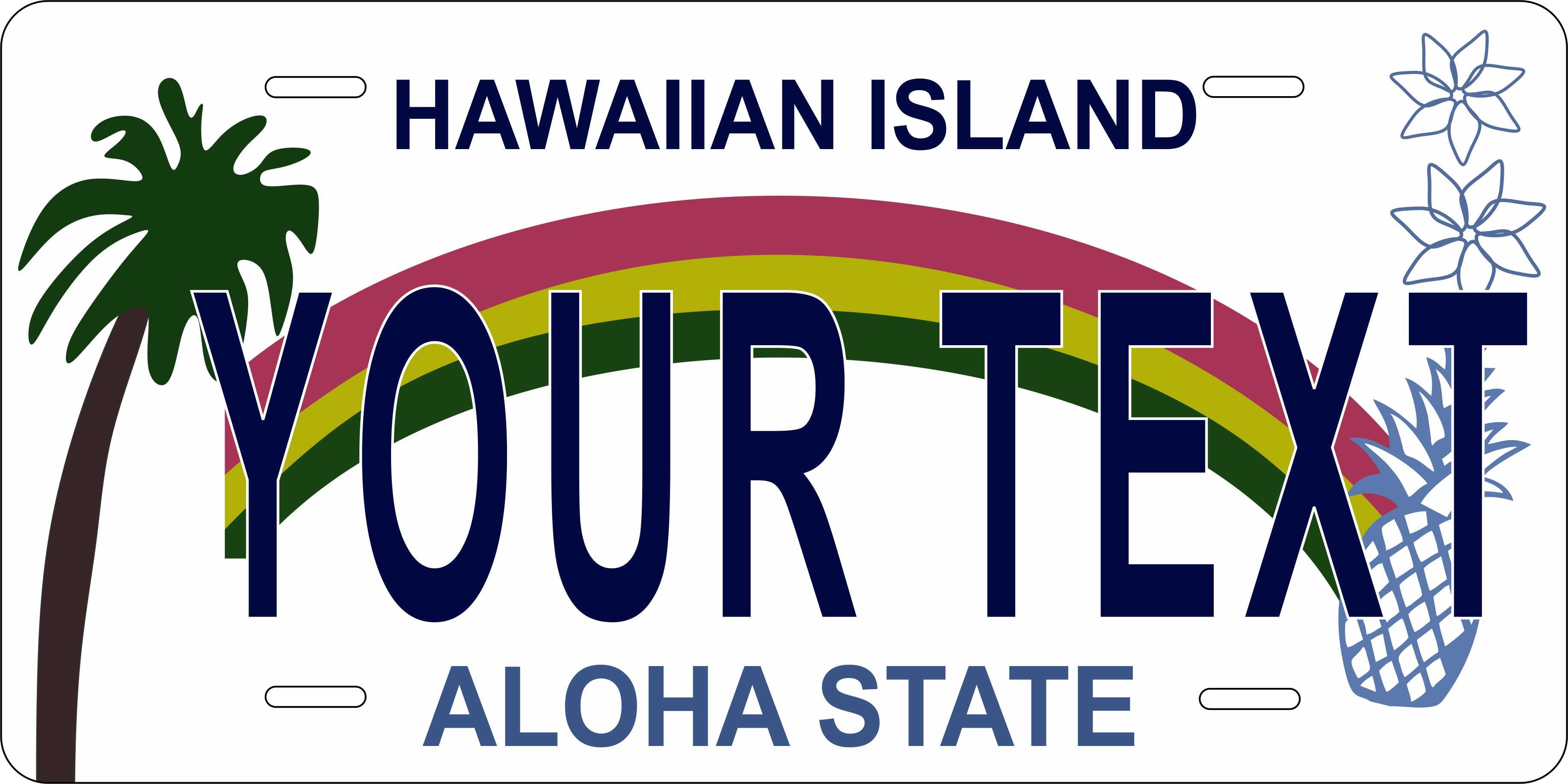 Hawaii Palm Tree ver2 License Plate personalized Novelty Fun Car Bike Motorcycle