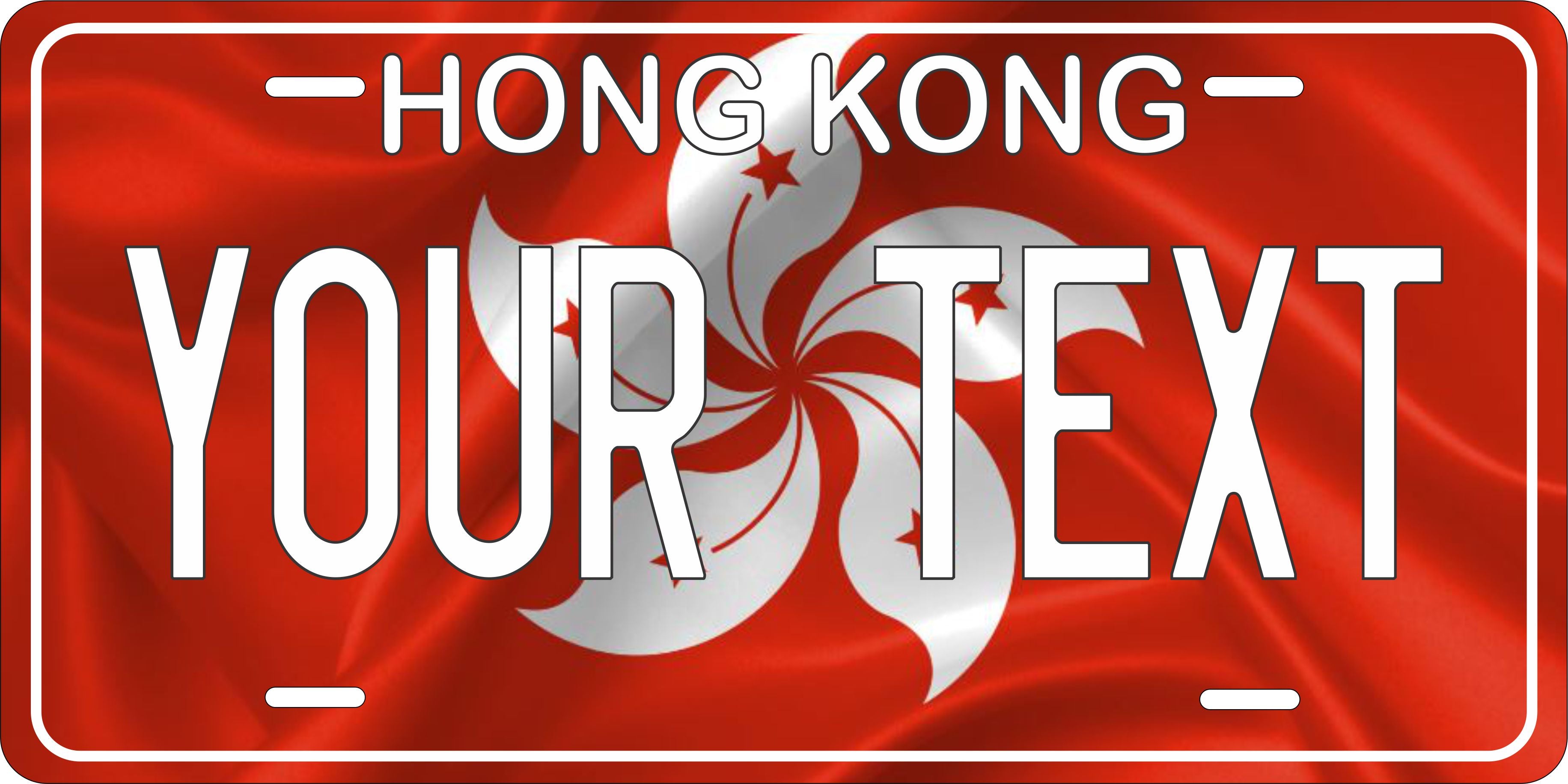 Hon Kong Asia Flag Wave License Plate personalized Novelty Fun Car Bike Motorcycle