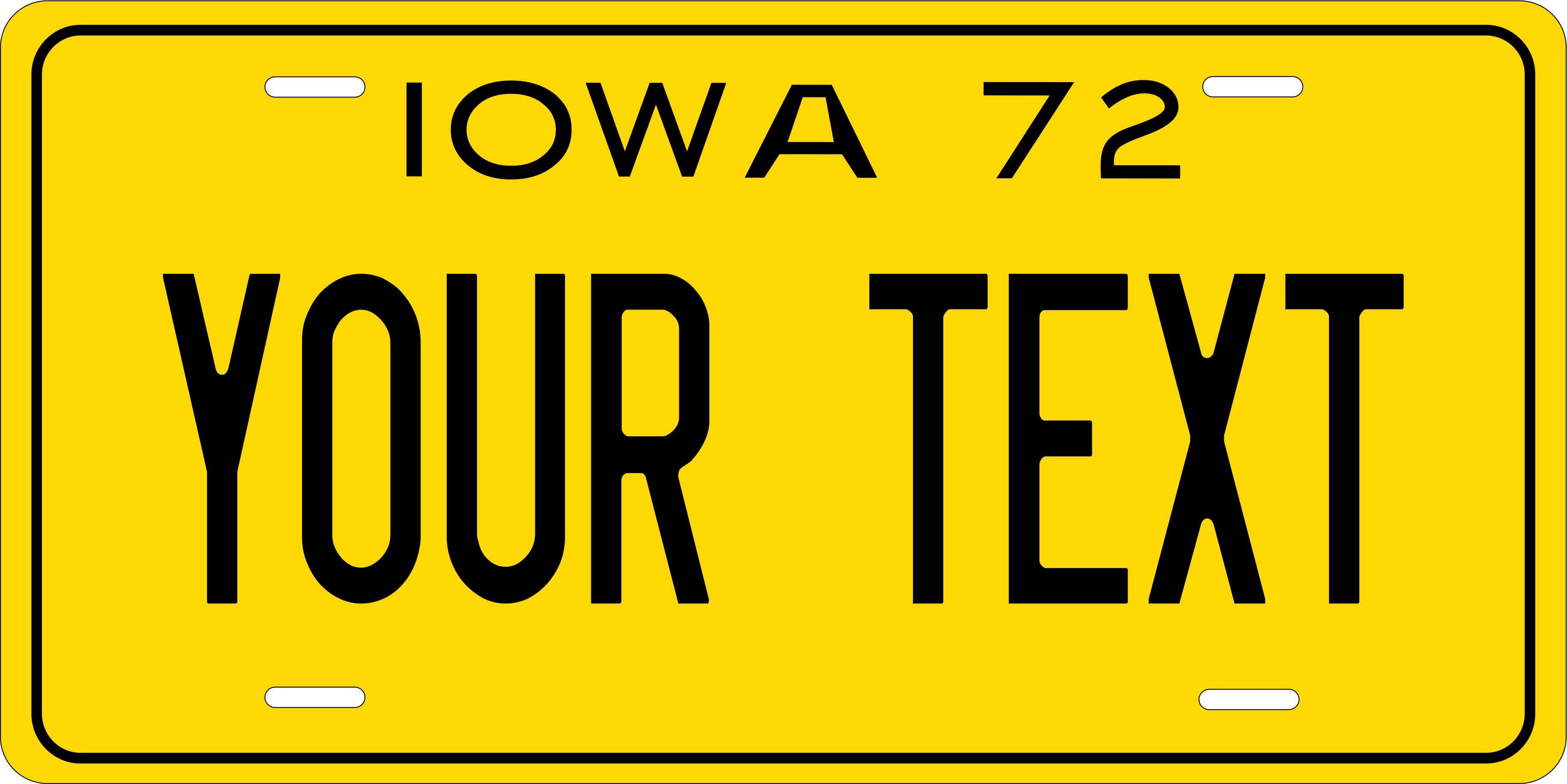 Iowa 1972 License Plate Yellow personalized Novelty Fun Car Bike Motorcycle
