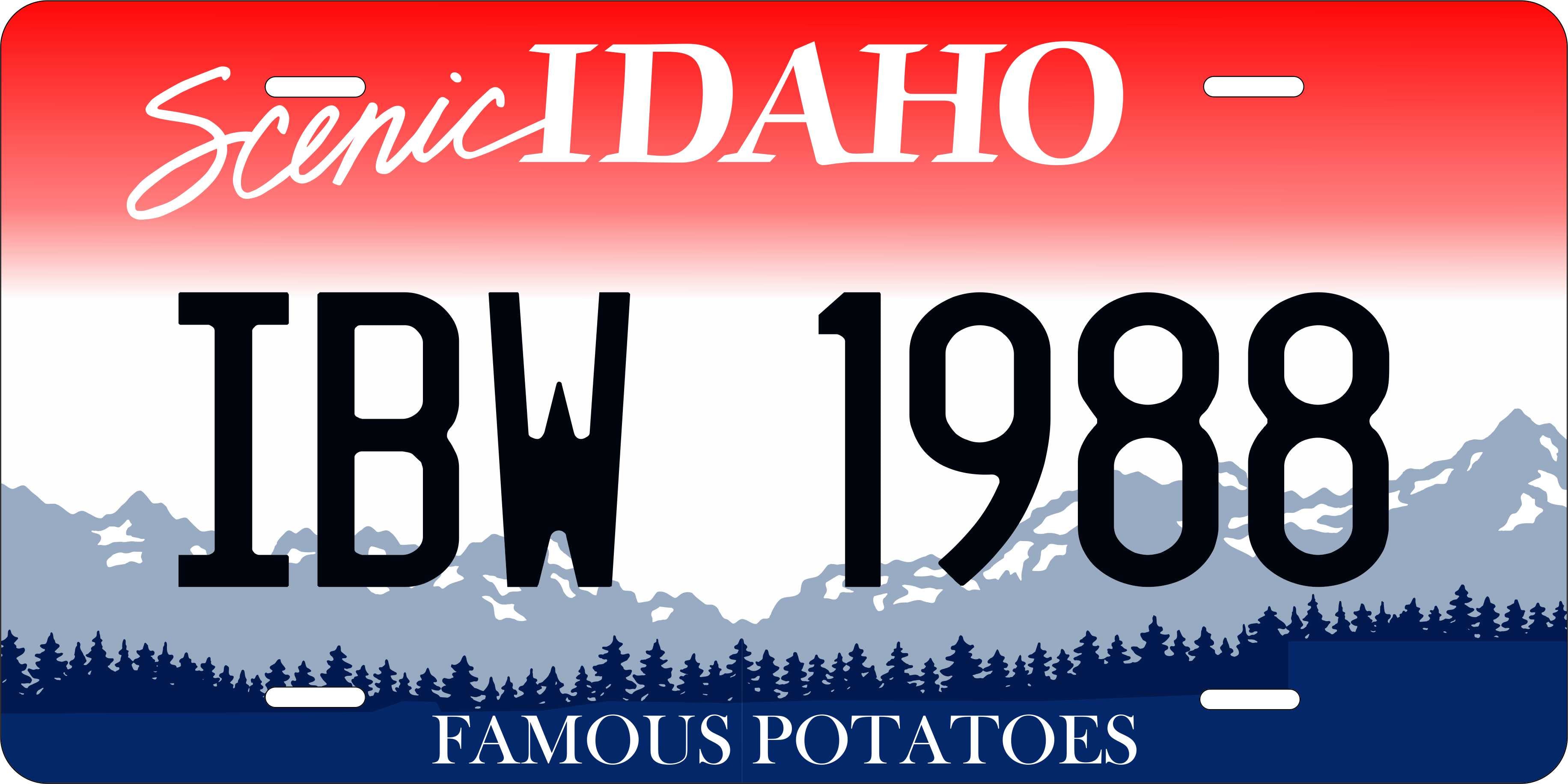 Idaho Scenic Blue Red License Plate Personalized Novelty Fun Car Bike Motorcycle