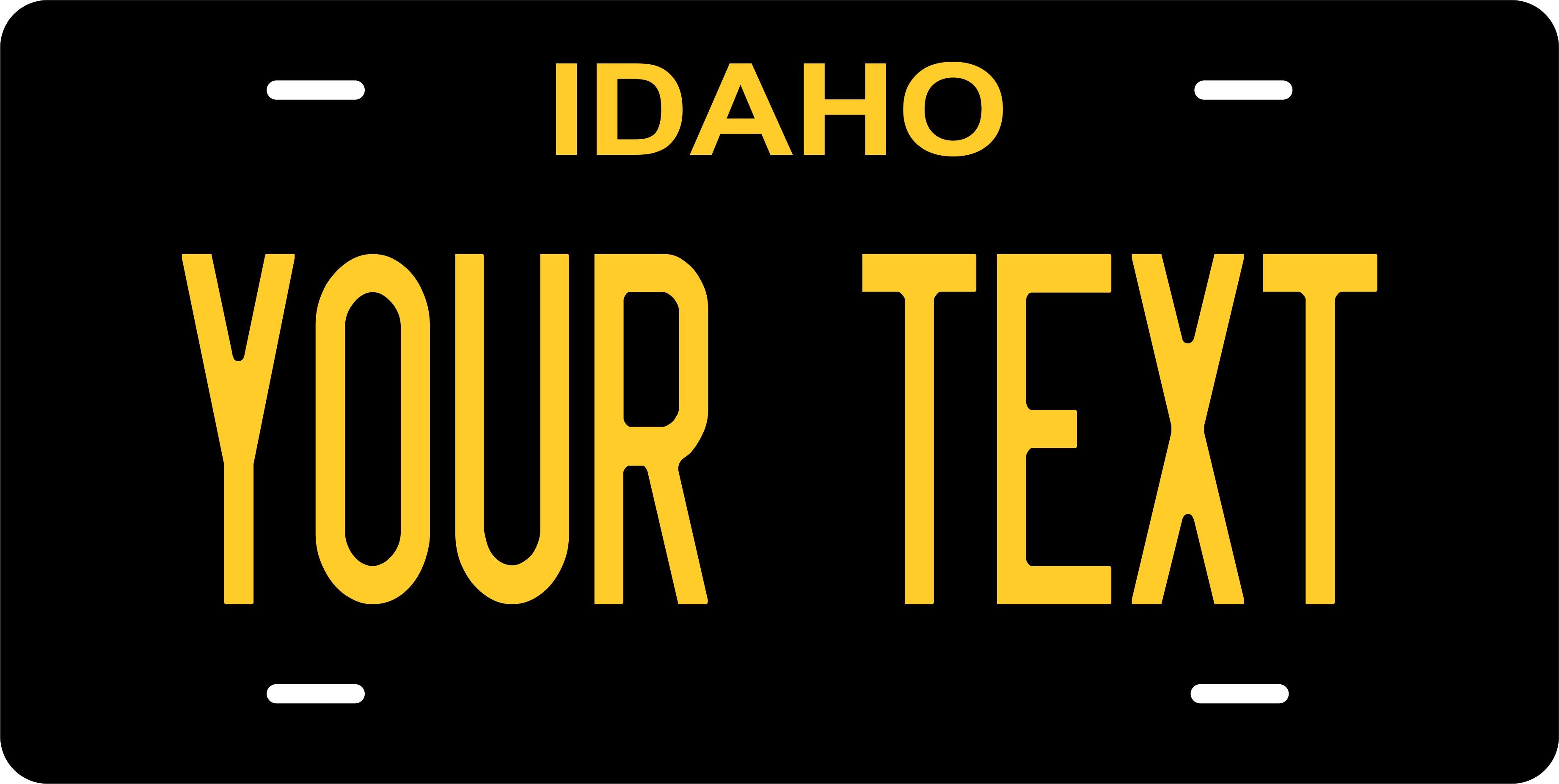 Idaho Black Yellow License Plate Personalized Novelty Fun Car Bike Motorcycle