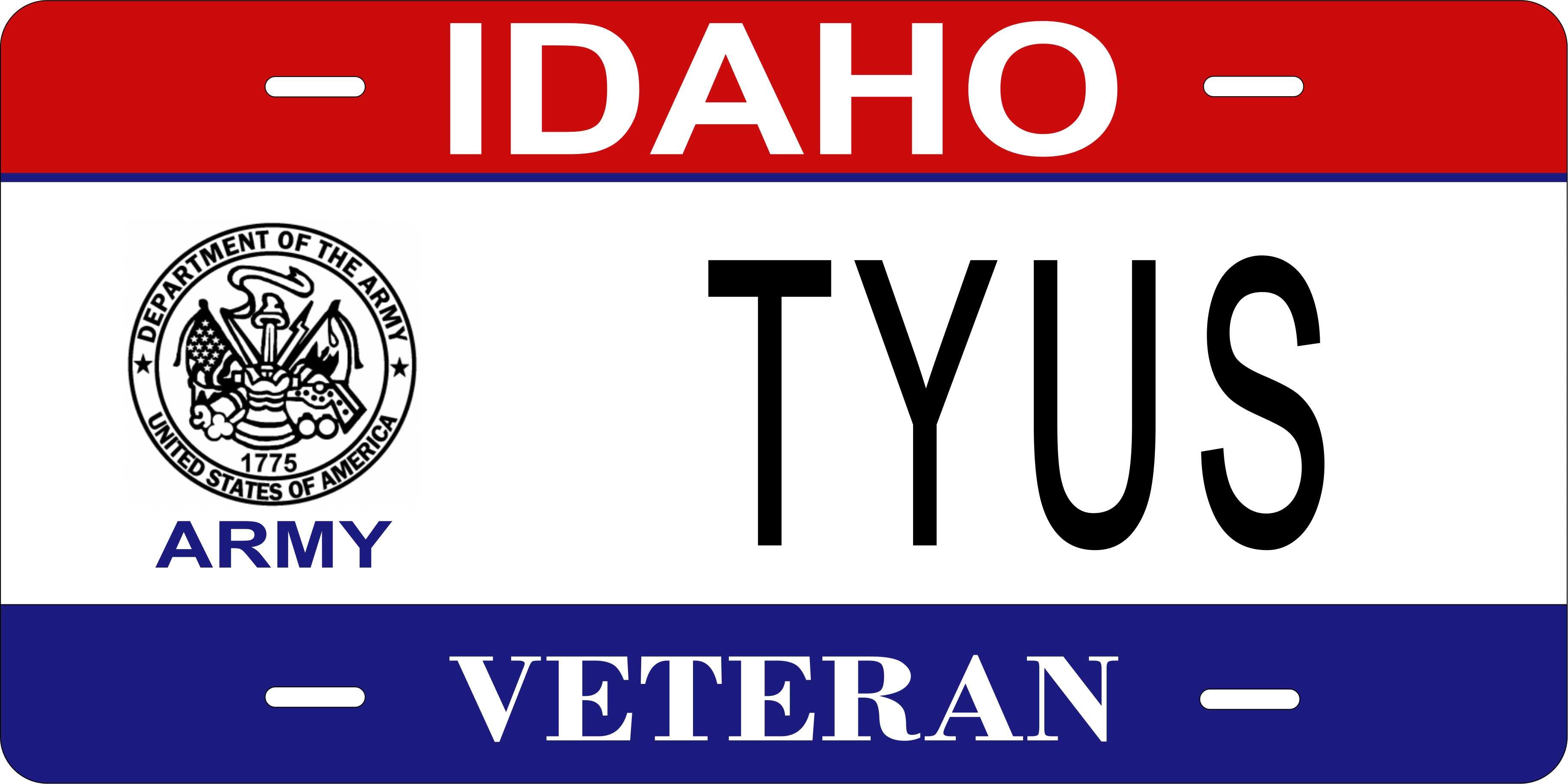 Idaho Veteran Military License Plate Personalized Novelty Fun Car Bike Motorcycle