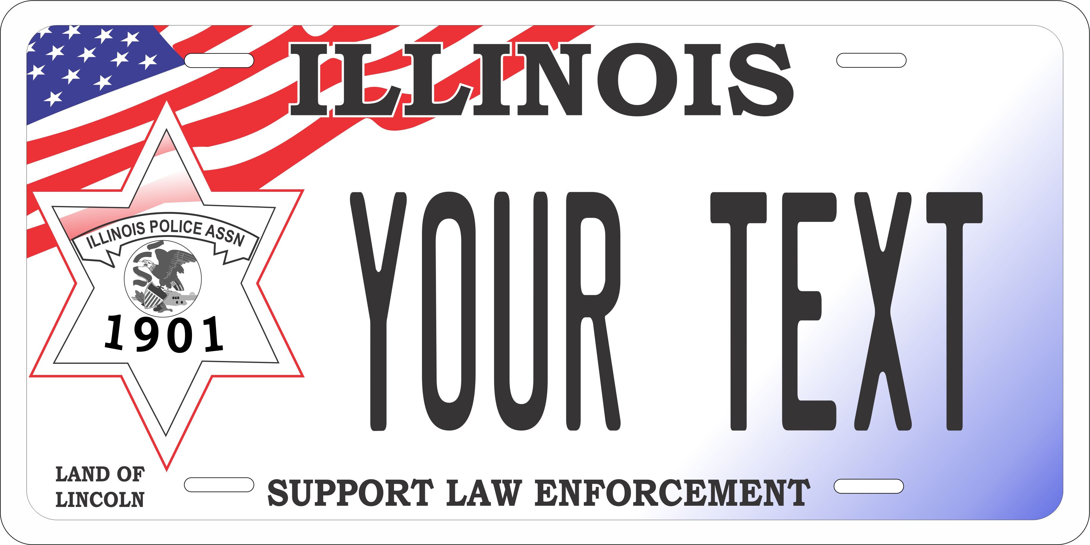 Illinois Police Association Military License Plate personalized Novelty Fun Car Bike Motorcycle