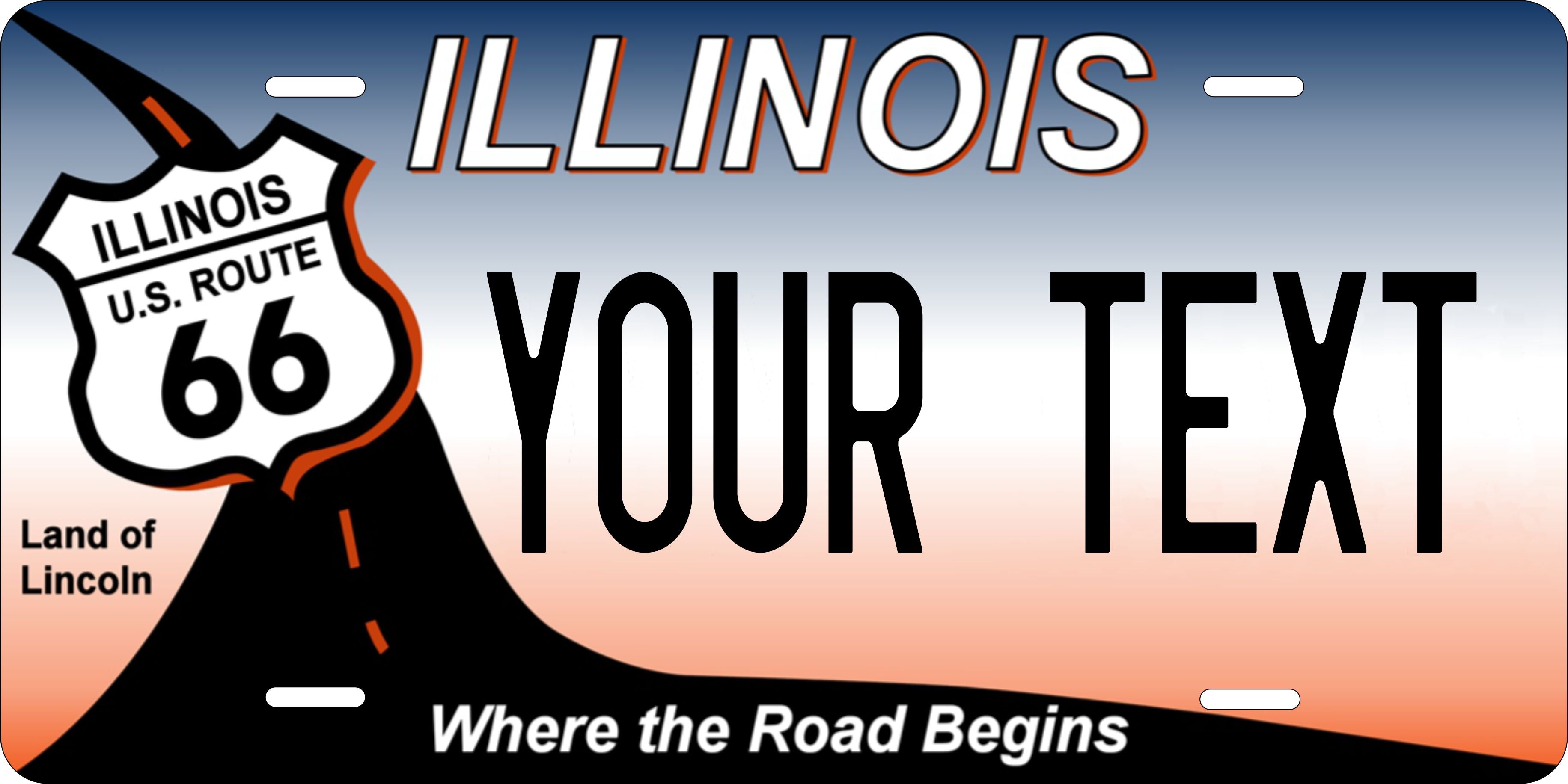 Illinois Route 66 Blue Red License Plate Personalized Novelty Fun Car Bike Motorcycle