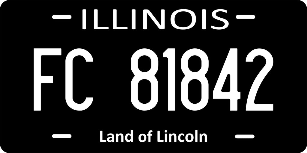Illinois Black White ver2 License Plate Personalized Novelty Fun Car Bike Motorcycle