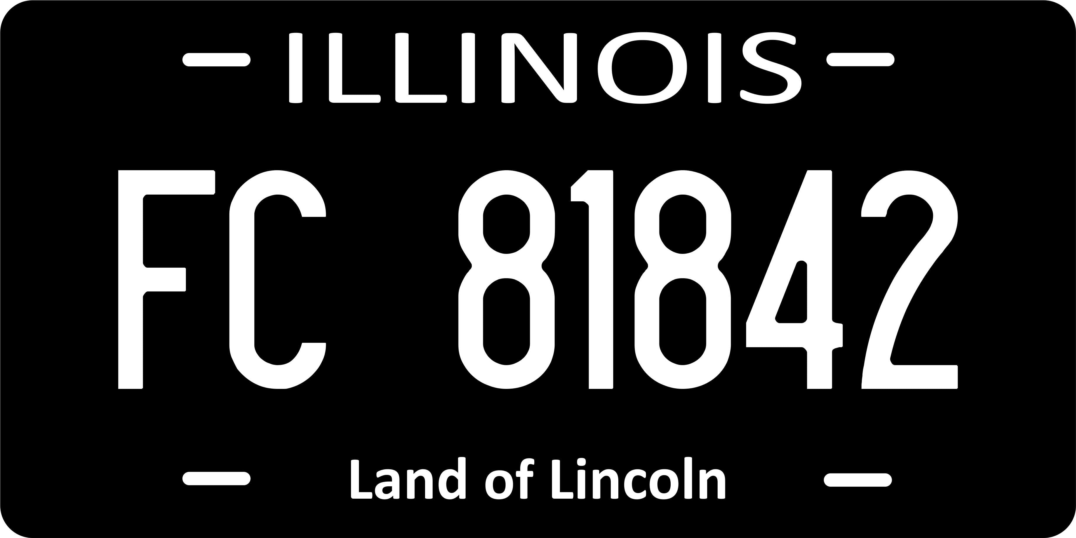 Illinois Black White ver2 License Plate Personalized Novelty Fun Car Bike Motorcycle
