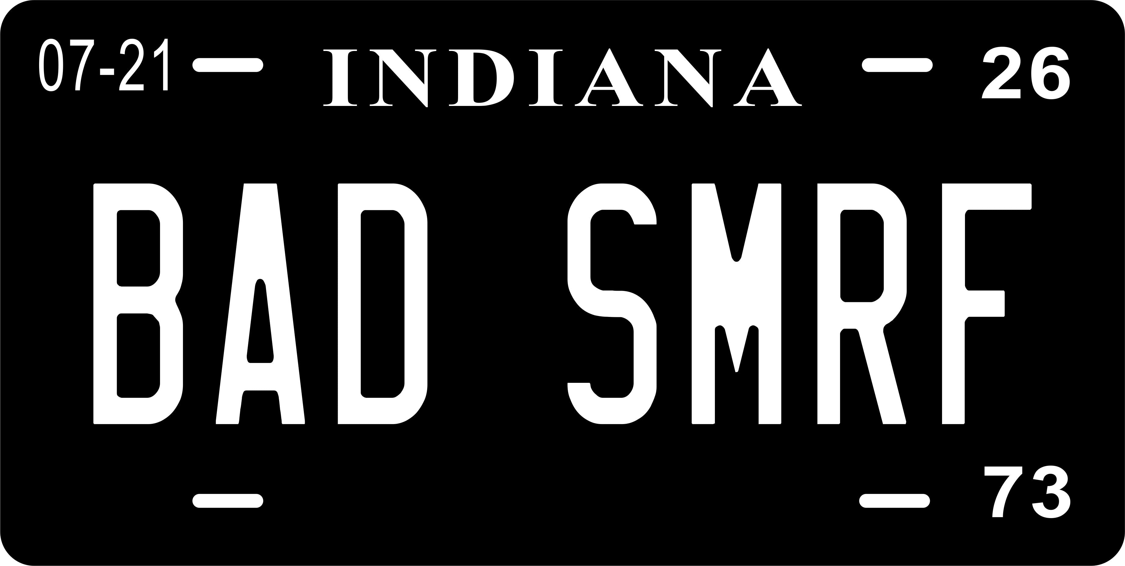 Indiana Black White v2 License Plate Personalized Novelty Fun Car Bike Motorcycle