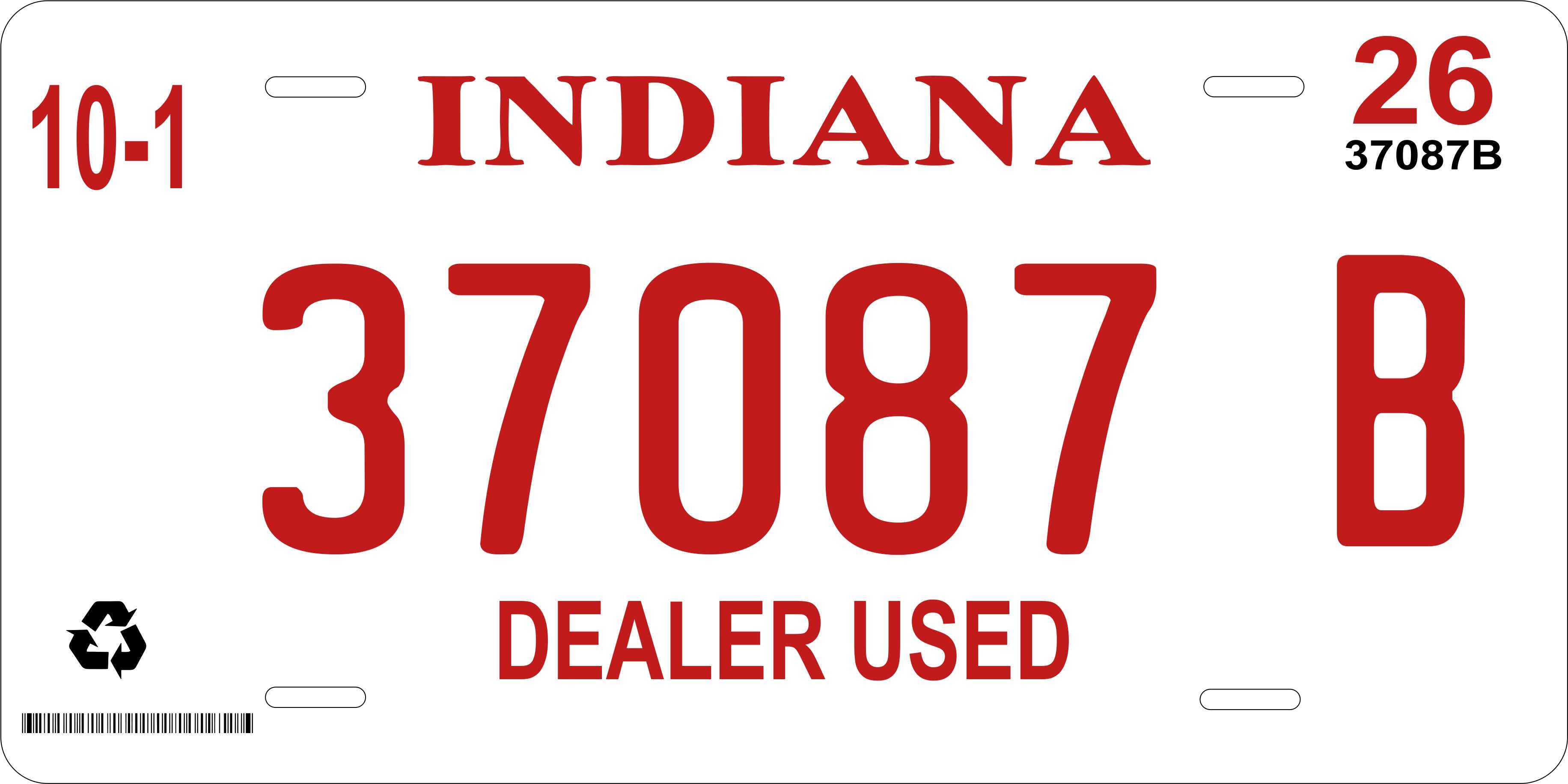 Indiana Red White Transporter Dealer License Plate personalized Novelty Fun Car