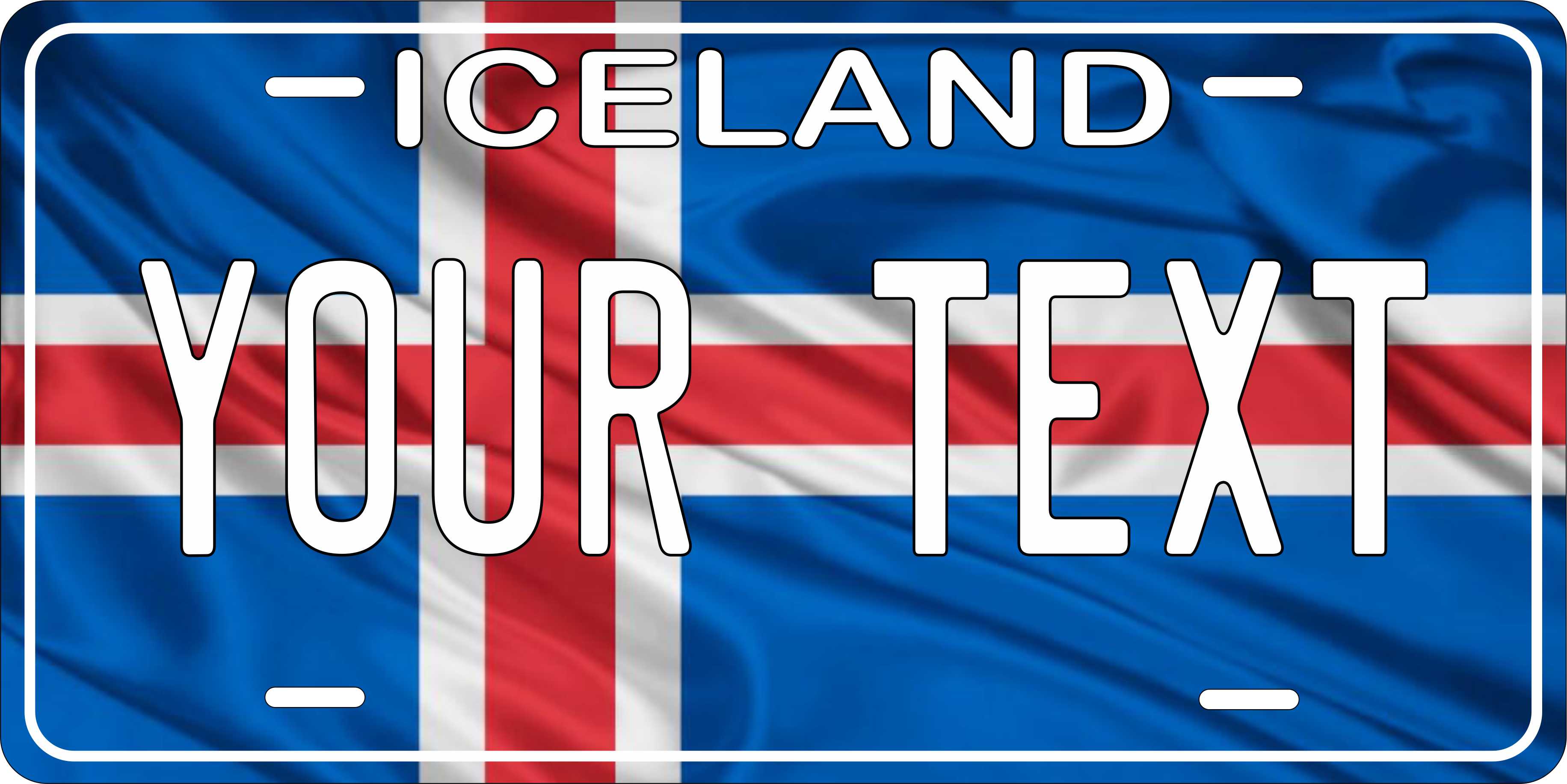 Iceland Europe Flag Wave License Plate personalized Novelty Fun Car Bike Motorcycle