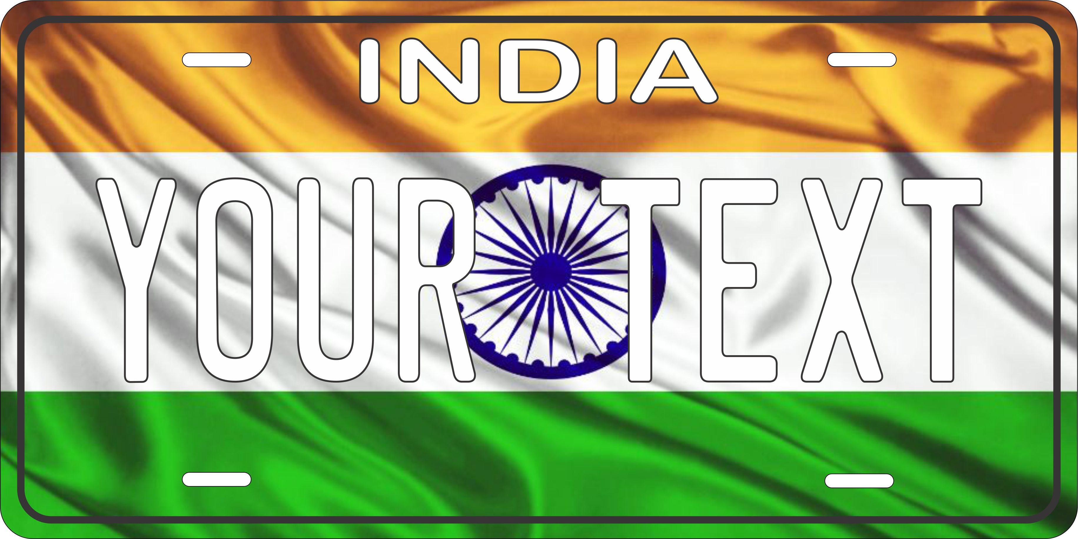 India Asia Flag Wave License Plate personalized Novelty Fun Car Bike Motorcycle