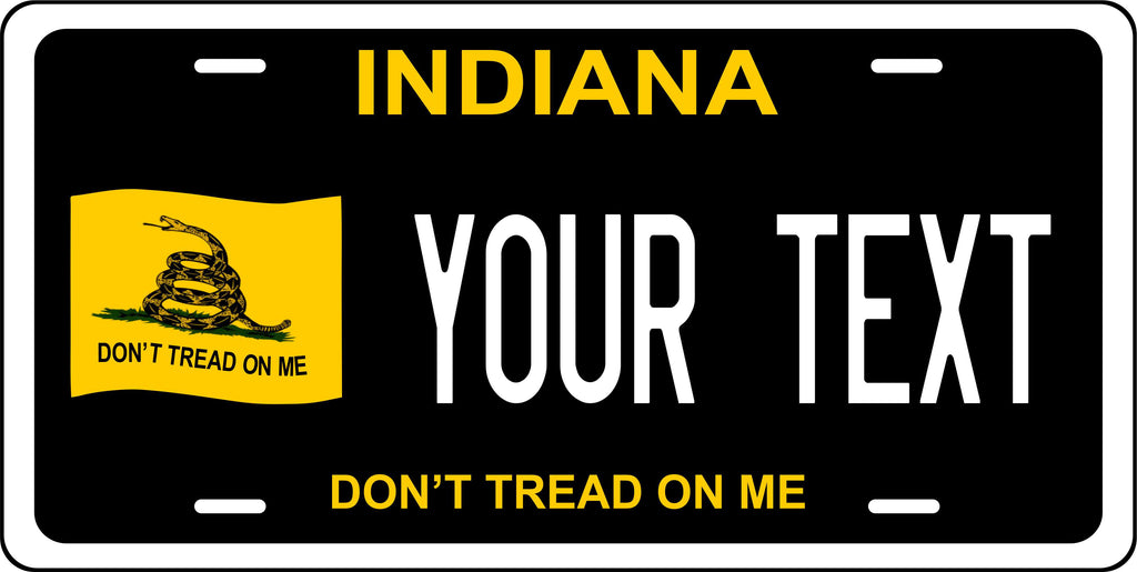 Indiana Don't Tread On Me Black License Plate Personalized Novelty Fun Car Bike Motorcycle (Copy)