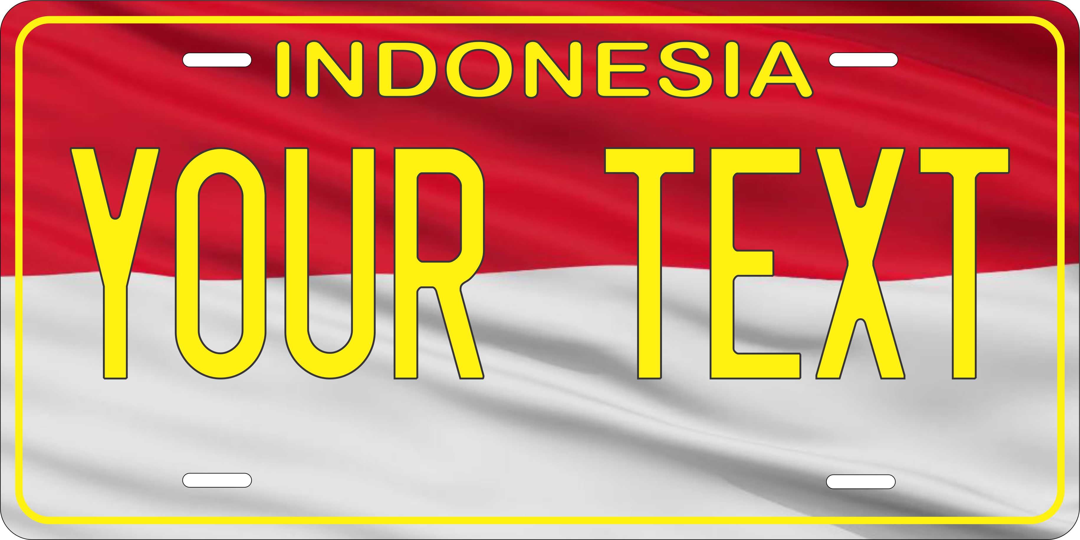 Indonesia Asia Flag Wave License Plate personalized Novelty Fun Car Bike Motorcycle