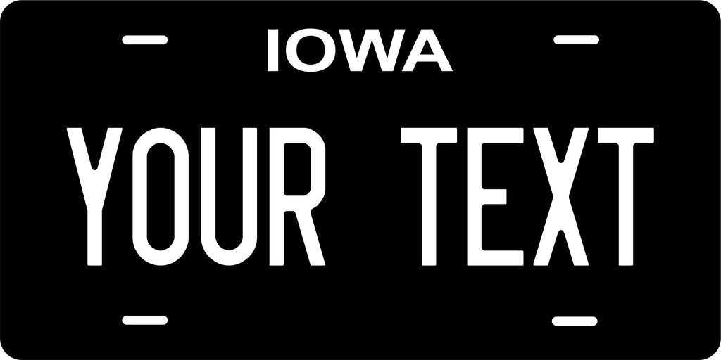 Iowa Black White License Plate Yellow personalized Novelty Fun Car Bike Motorcycle