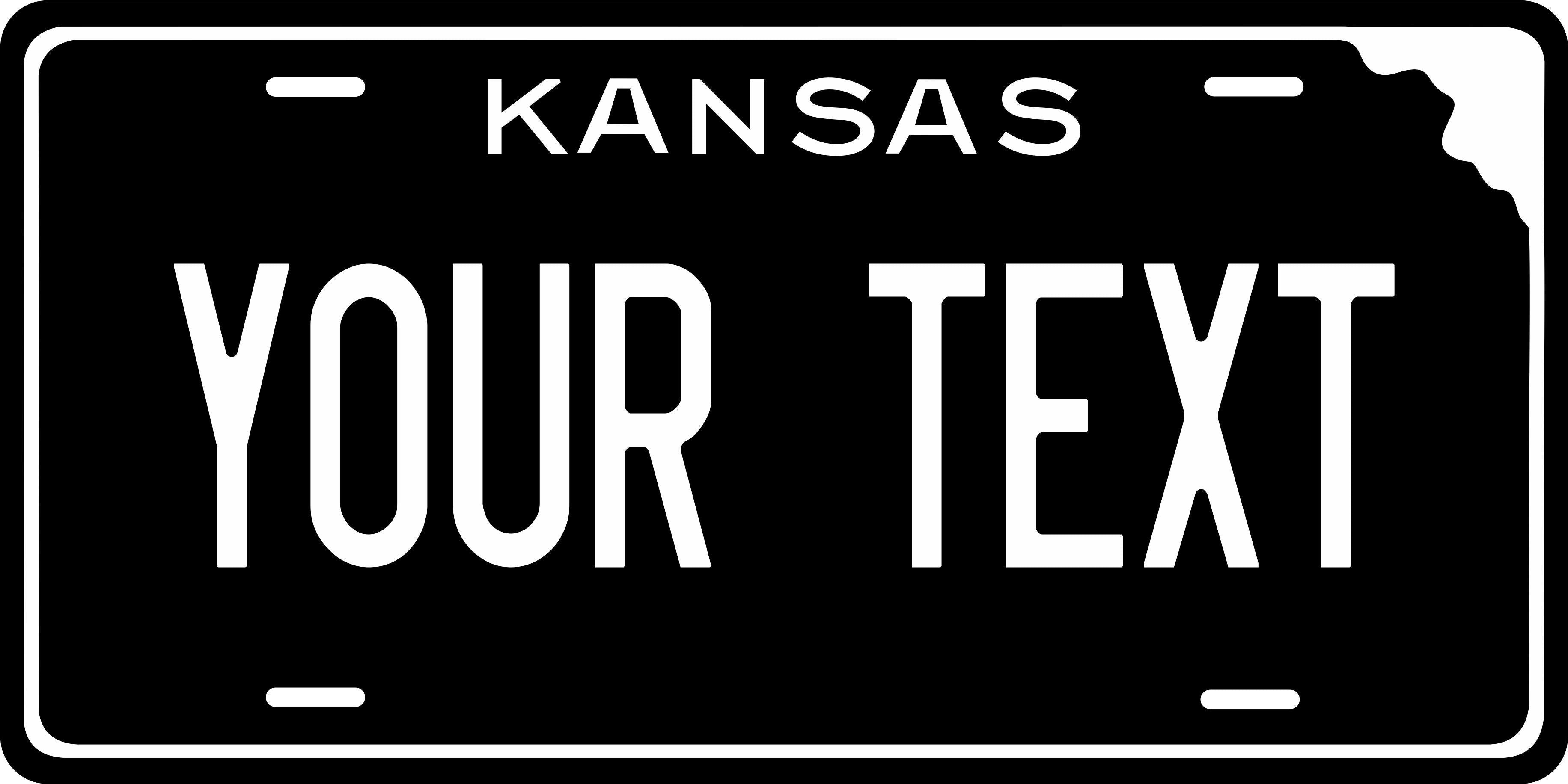 Kansas State Black White Shape License Plate Personalized Novelty Fun Car Bike Motorcycle