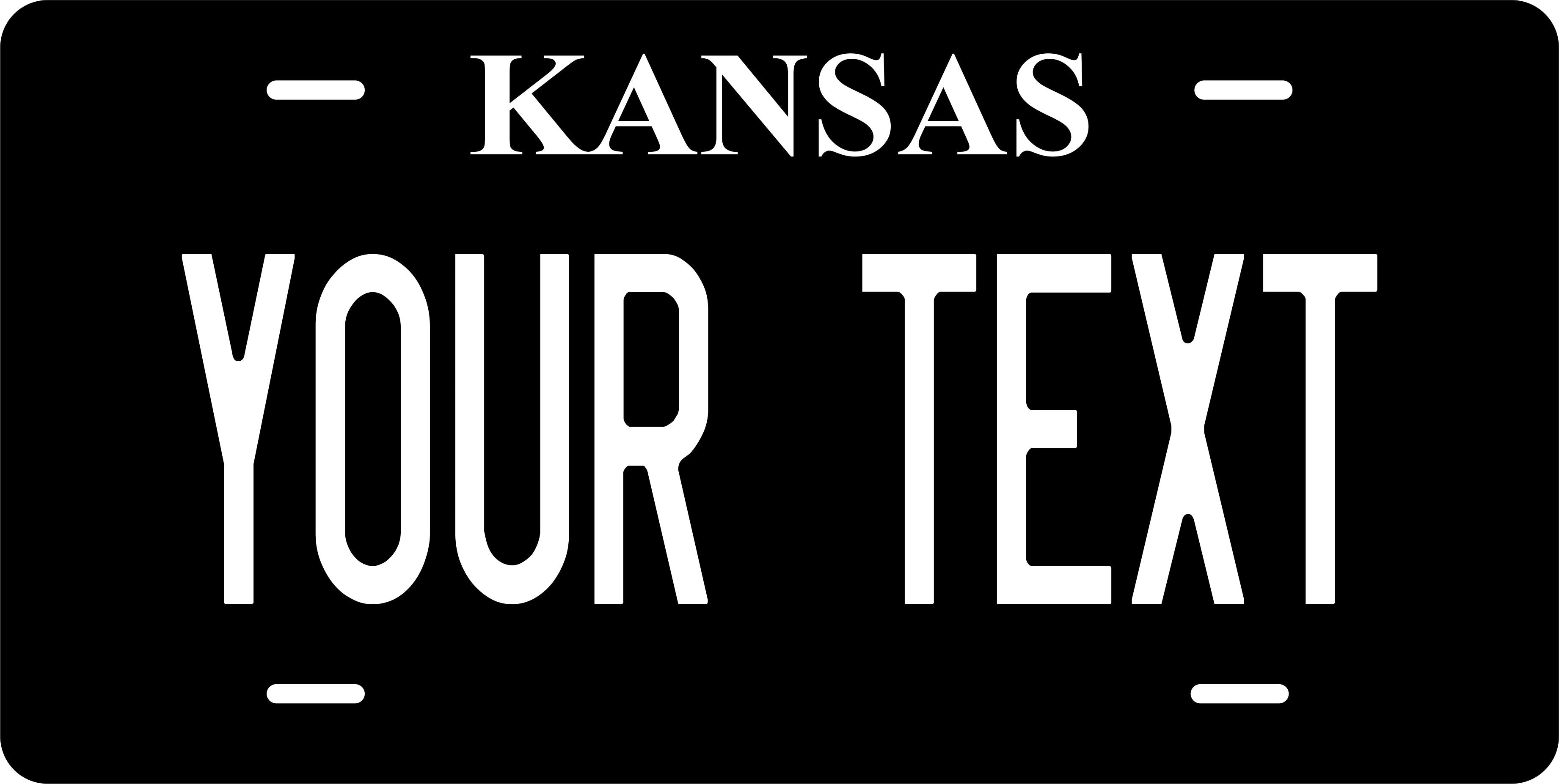 Kansas State Black White License Plate Personalized Novelty Fun Car Bike Motorcycle