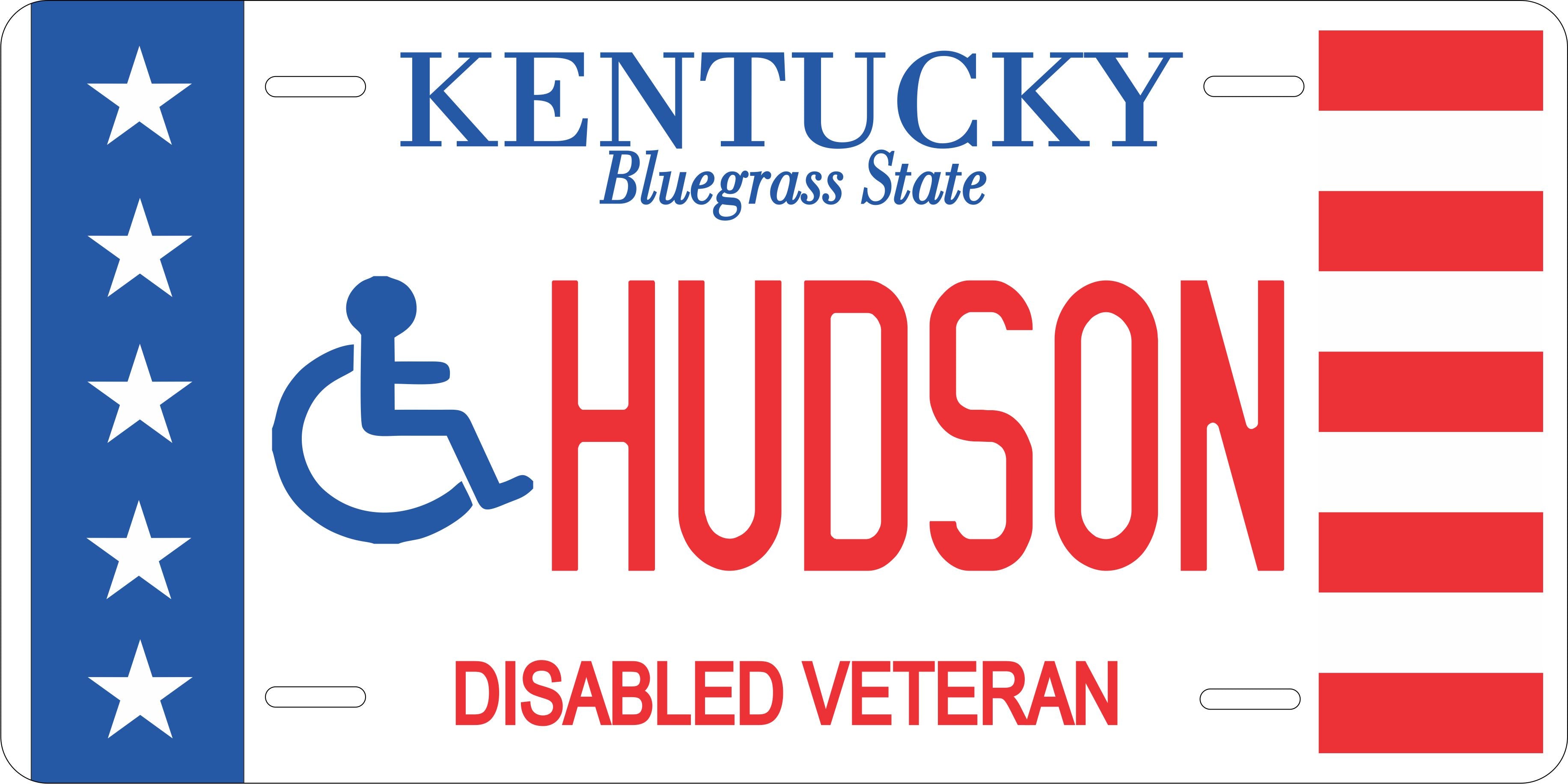 Kentucky Disabled Veteran Military License Plate personalized Novelty Fun Car Bike Motorcycle