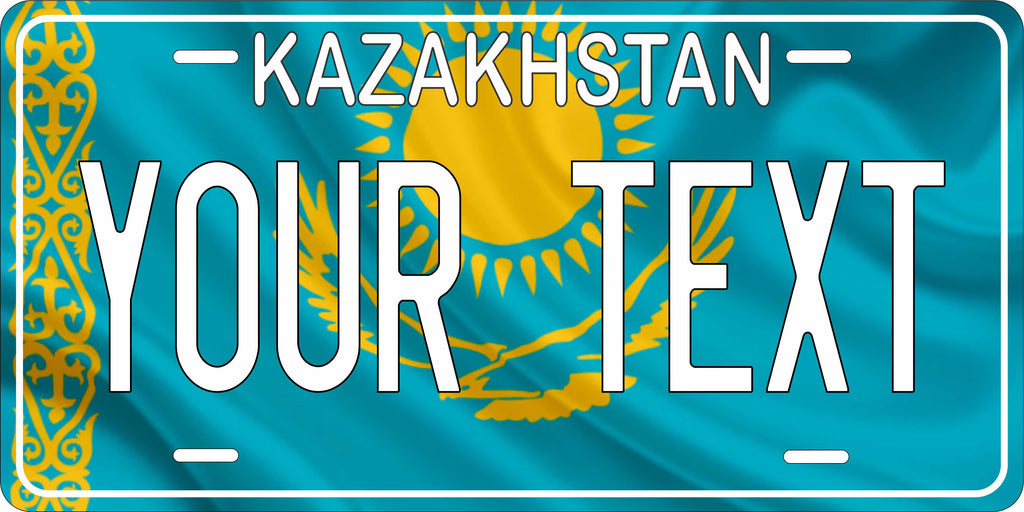 Kazakhstan Asia Flag Wave License Plate personalized Novelty Fun Car Bike Motorcycle