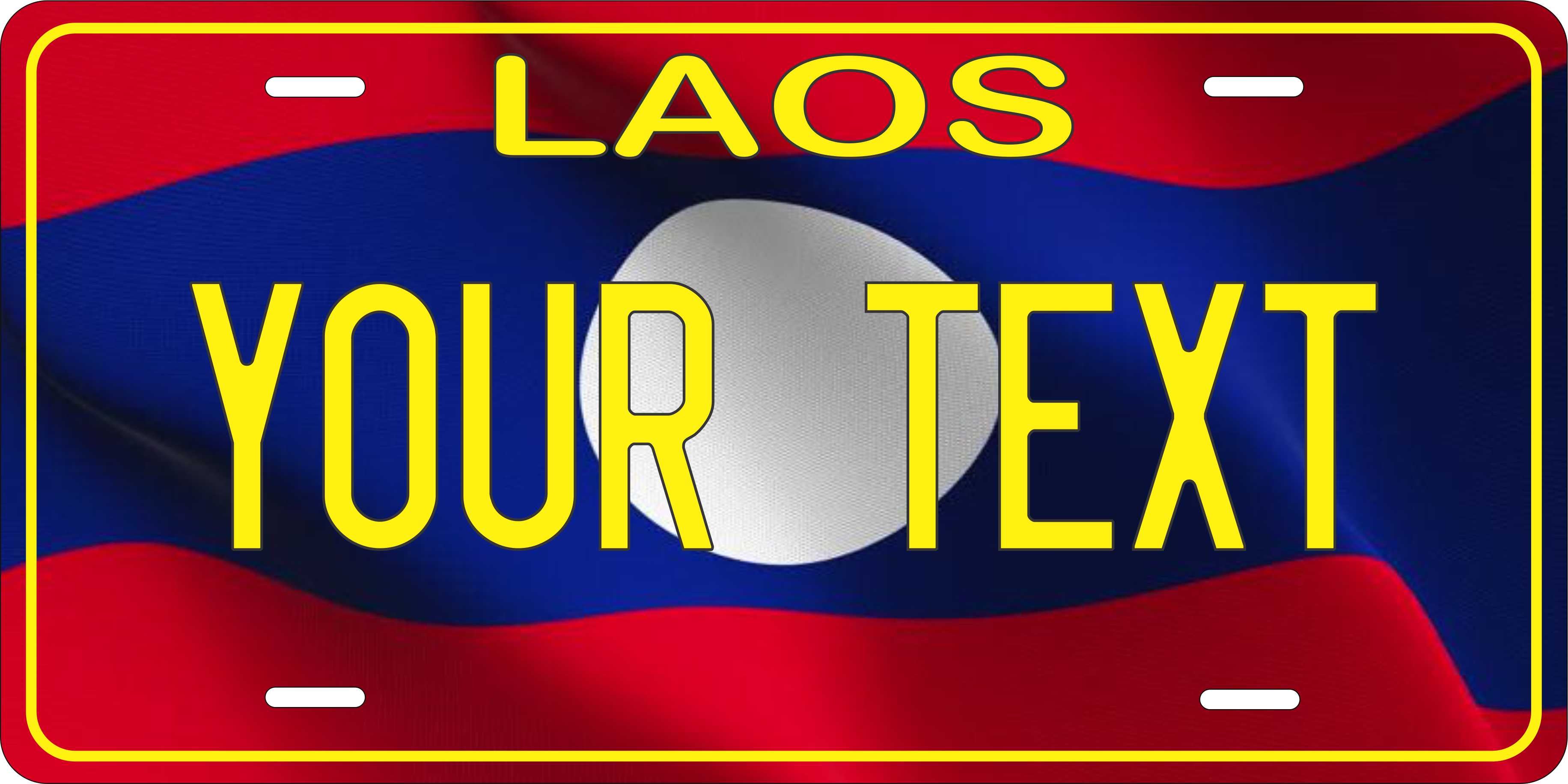Laos Asia Flag Wave License Plate personalized Novelty Fun Car Bike Motorcycle