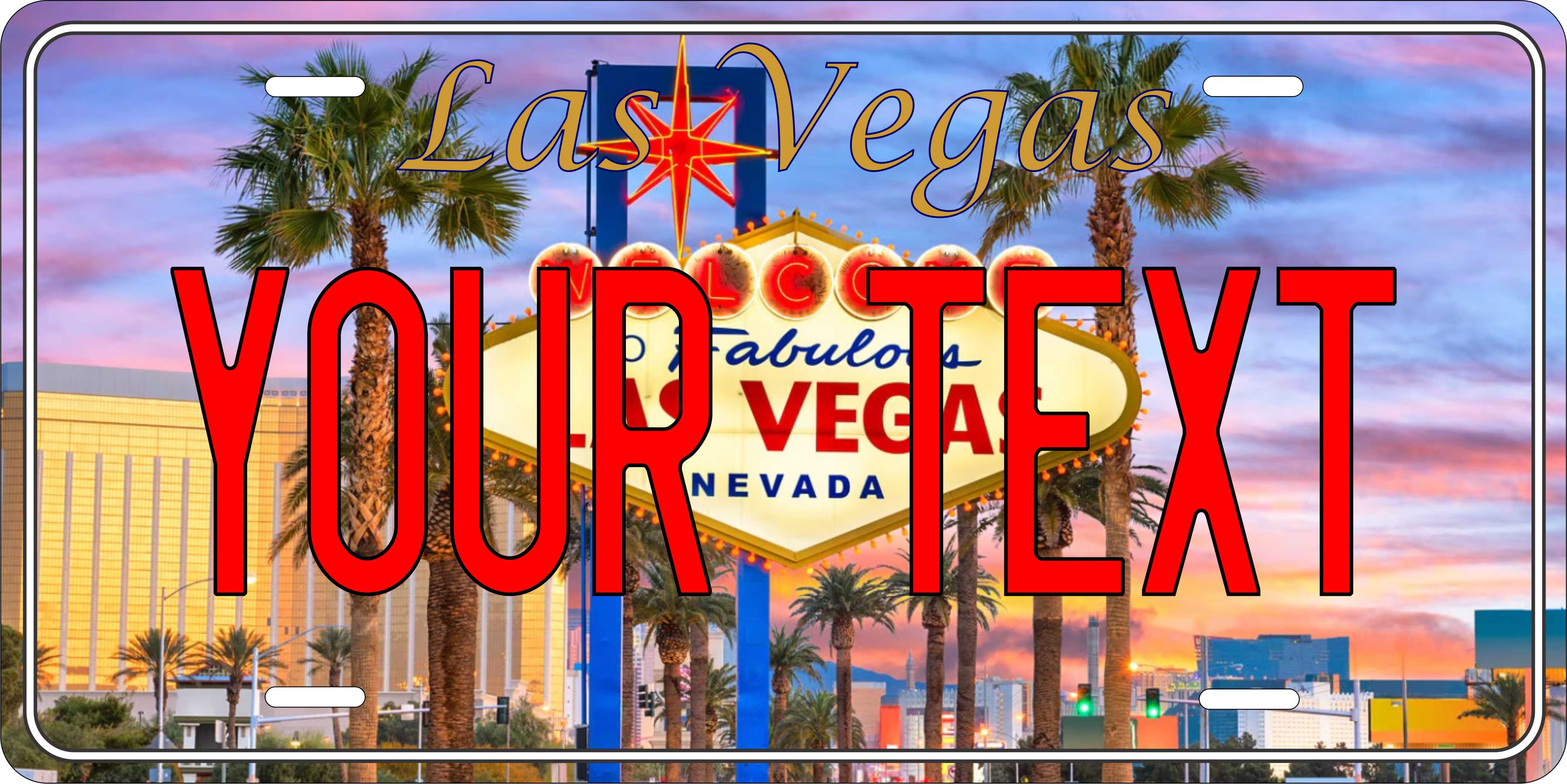 Nevada Las Vegas Sign2 City License Plate Yellow personalized Novelty Fun Car Bike Motorcycle