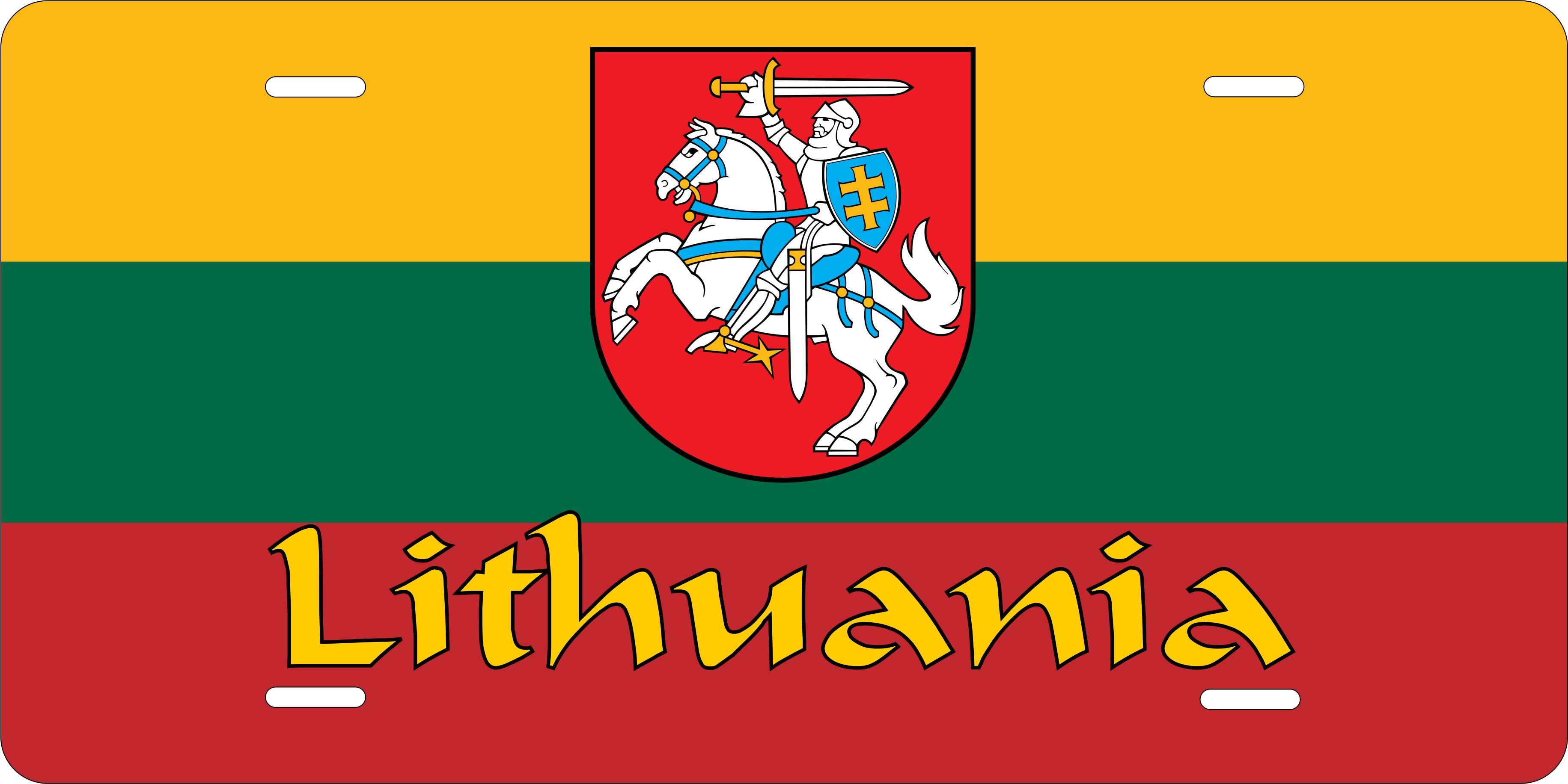 Lithuania Europe Flag License Plate personalized Novelty Fun Car Bike Motorcycle