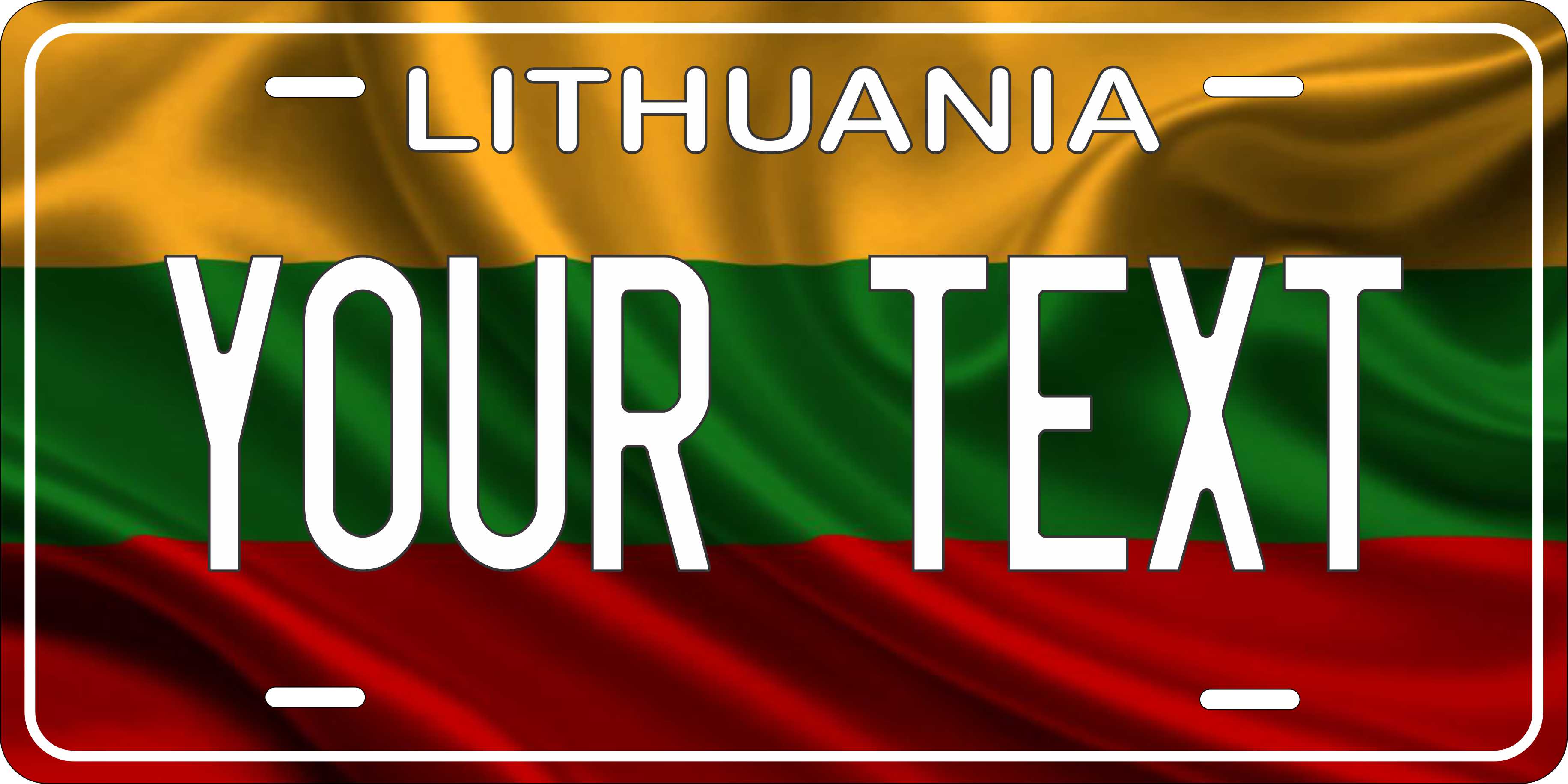Lithuania Europe Flag Wave License Plate personalized Novelty Fun Car Bike Motorcycle