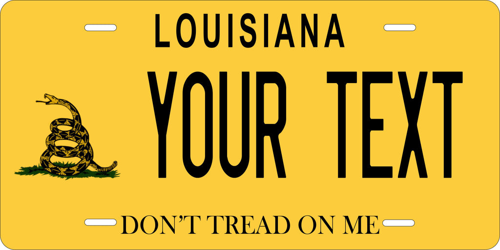 Louisiana Don't Tread on Me Yellow License Plate Personalized Novelty Fun Car Bike Motorcycle
