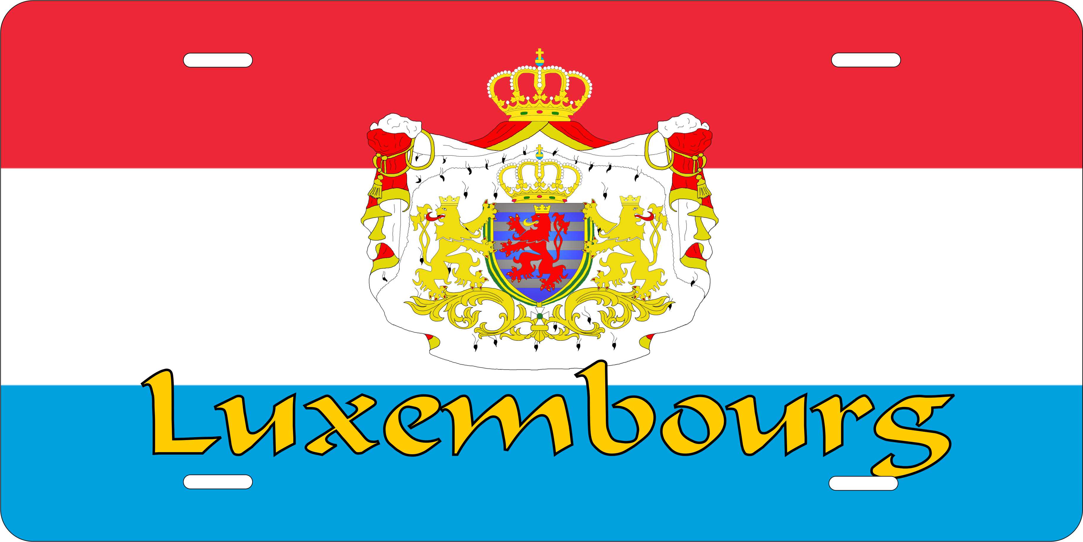 Luxembourg Europe Flag License Plate personalized Novelty Fun Car Bike Motorcycle