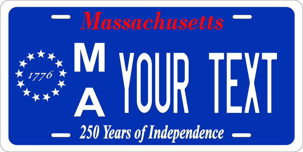 Massachusetts 250 Blue License Plate Personalized Novelty Fun Car Bike Motorcycle