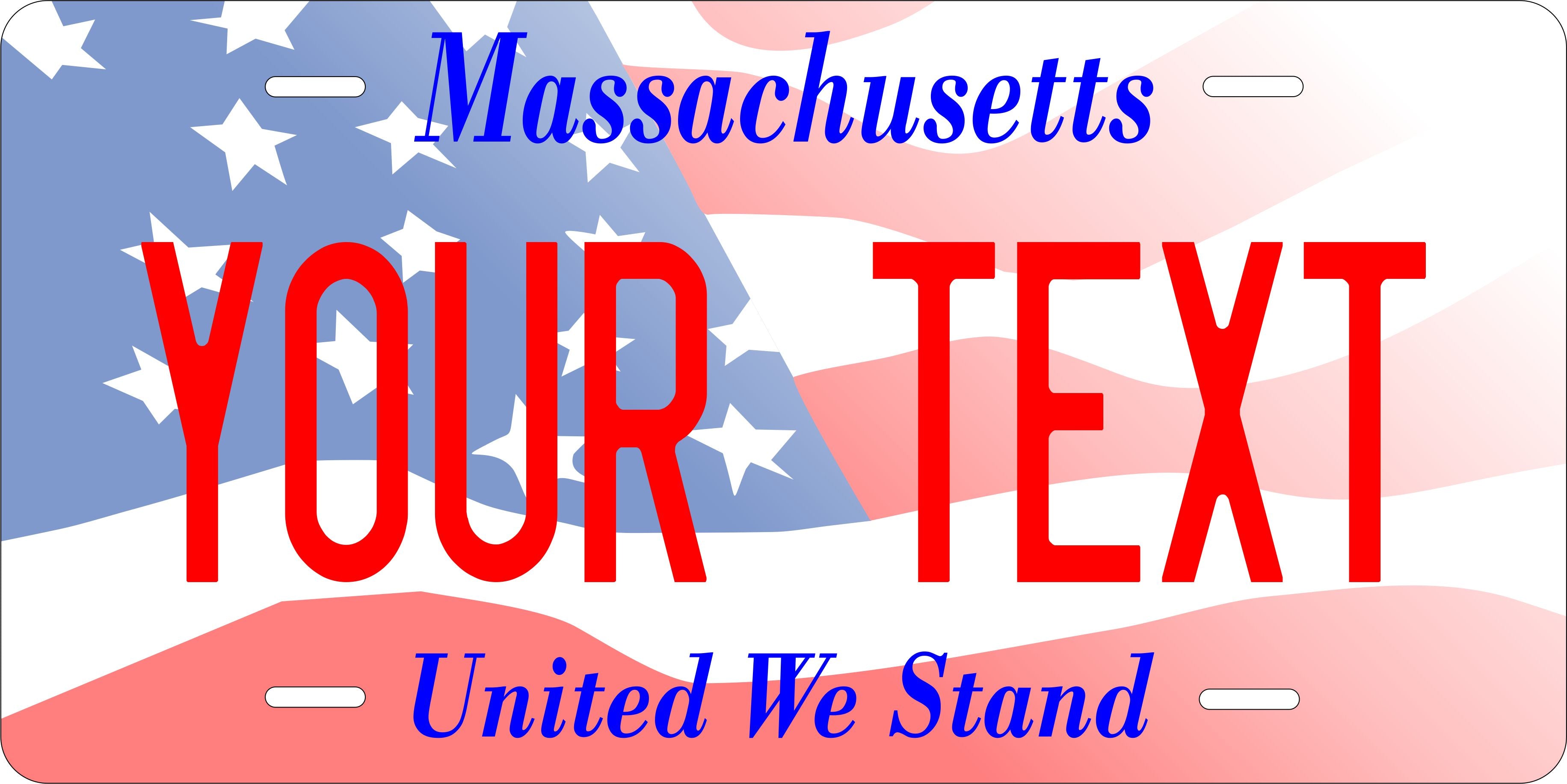 Massachusetts United Flag Police Military License Plate personalized Novelty Fun Car Bike Motorcycle