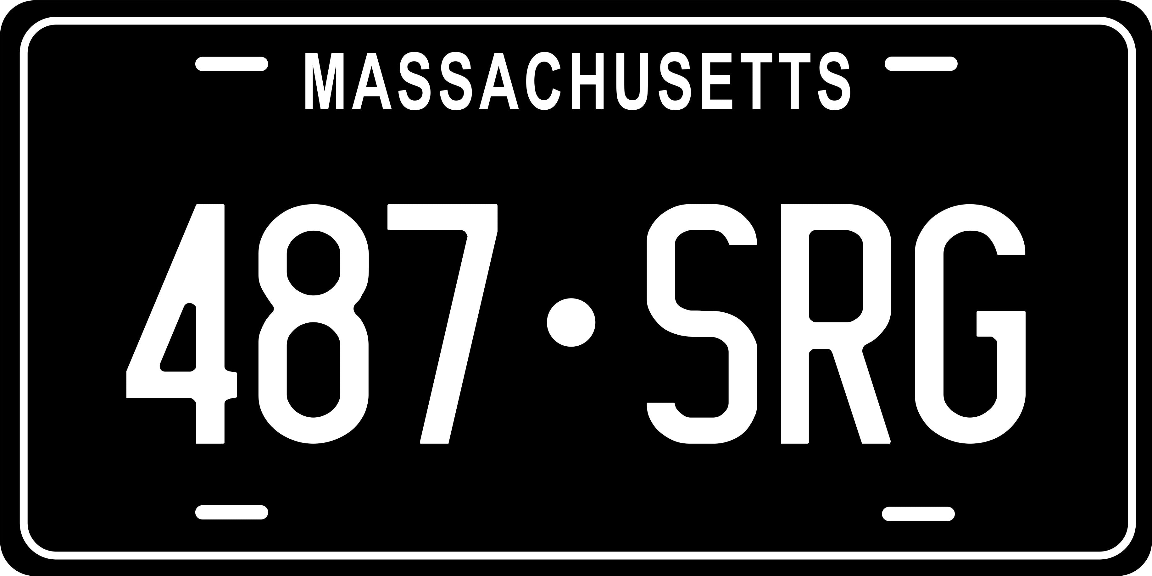 Massachusetts Black White Ver2 License Plate Personalized Novelty Fun Car Bike Motorcycle