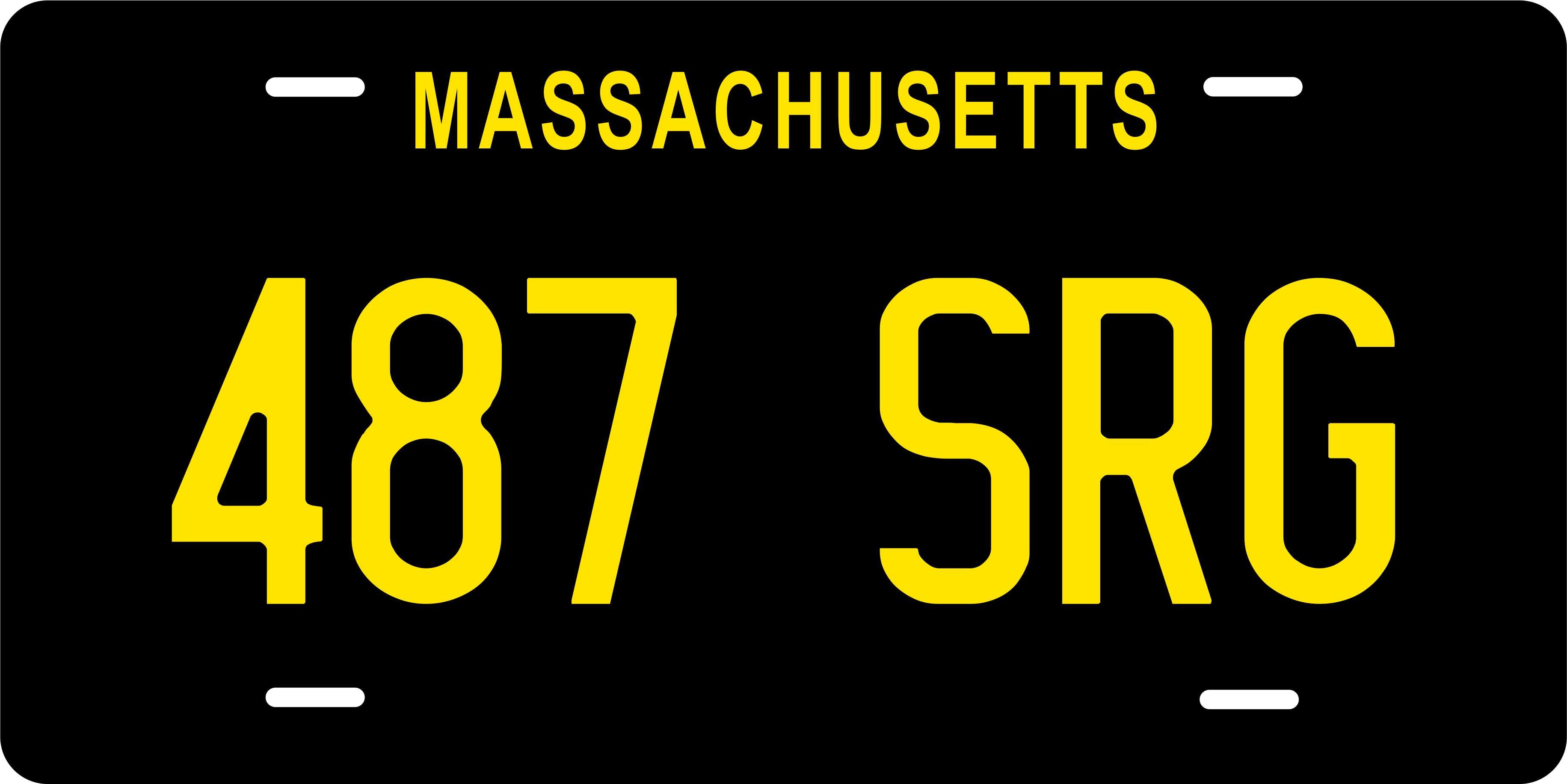 Massachusetts Black Yellow  License Plate Personalized Novelty Fun Car Bike Motorcycle