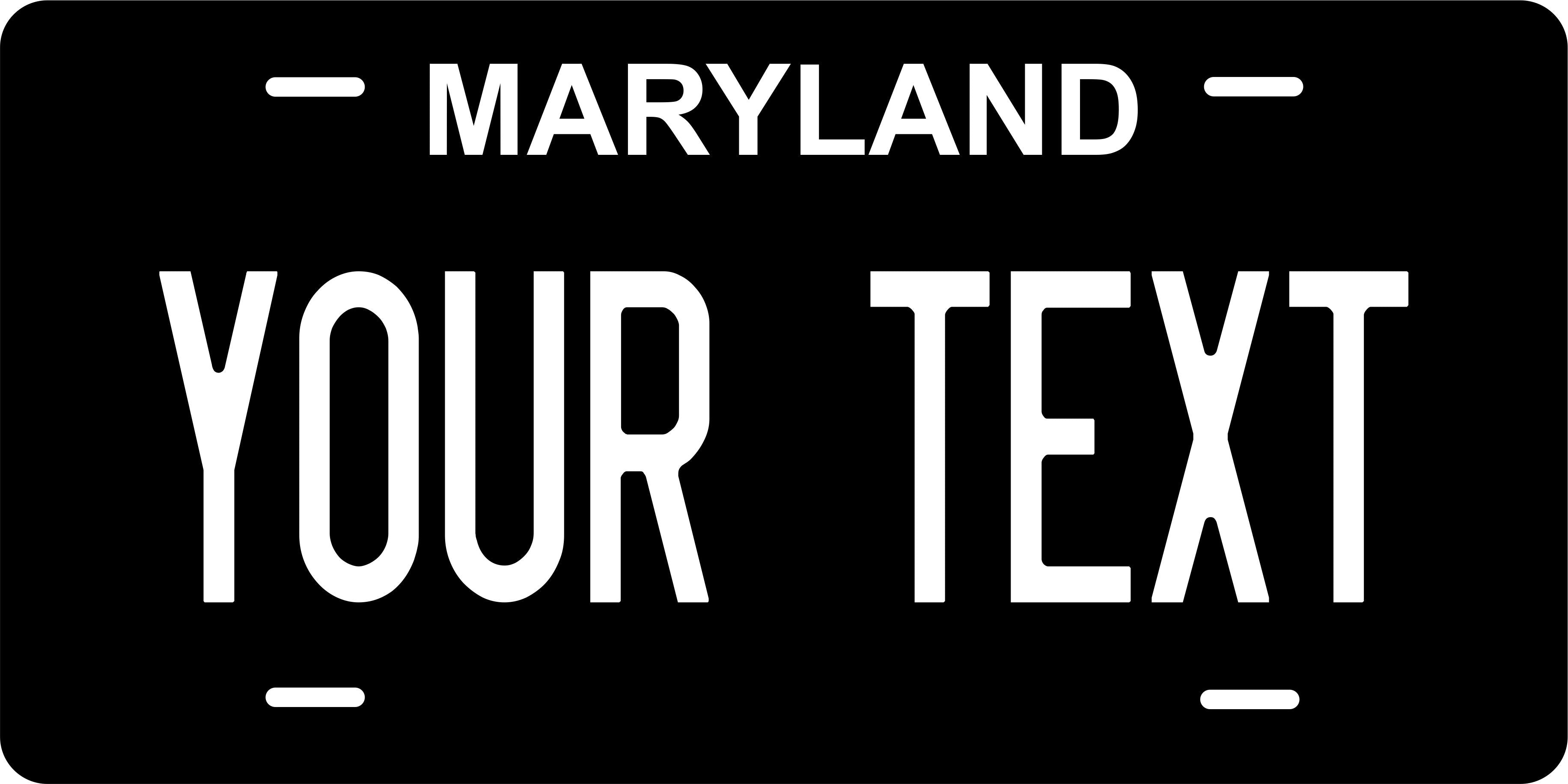 Maryland Black White  License Plate Personalized Novelty Fun Car Bike Motorcycle