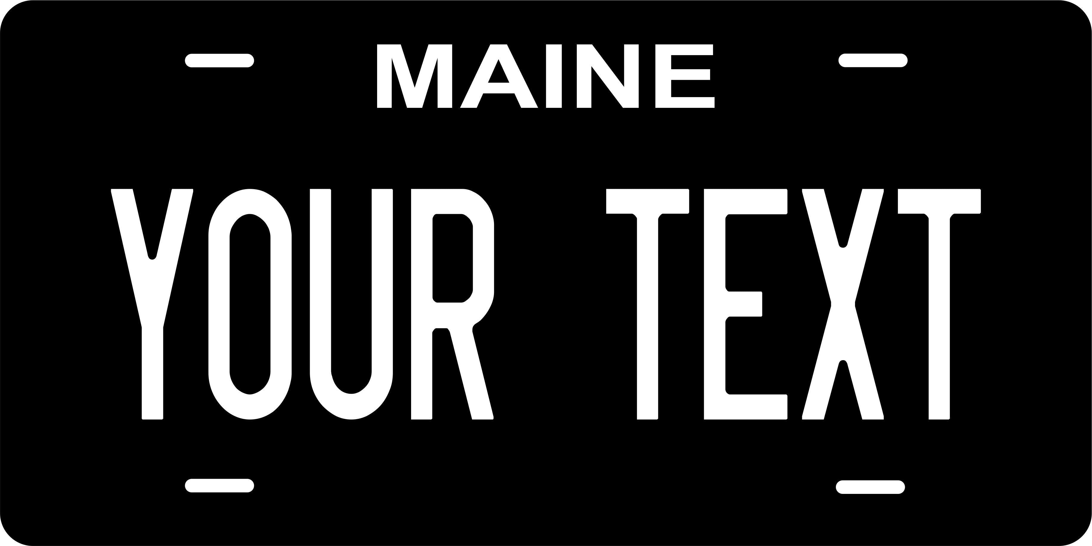 Maine Black White License Plate Personalized Novelty Fun Car Bike Motorcycle