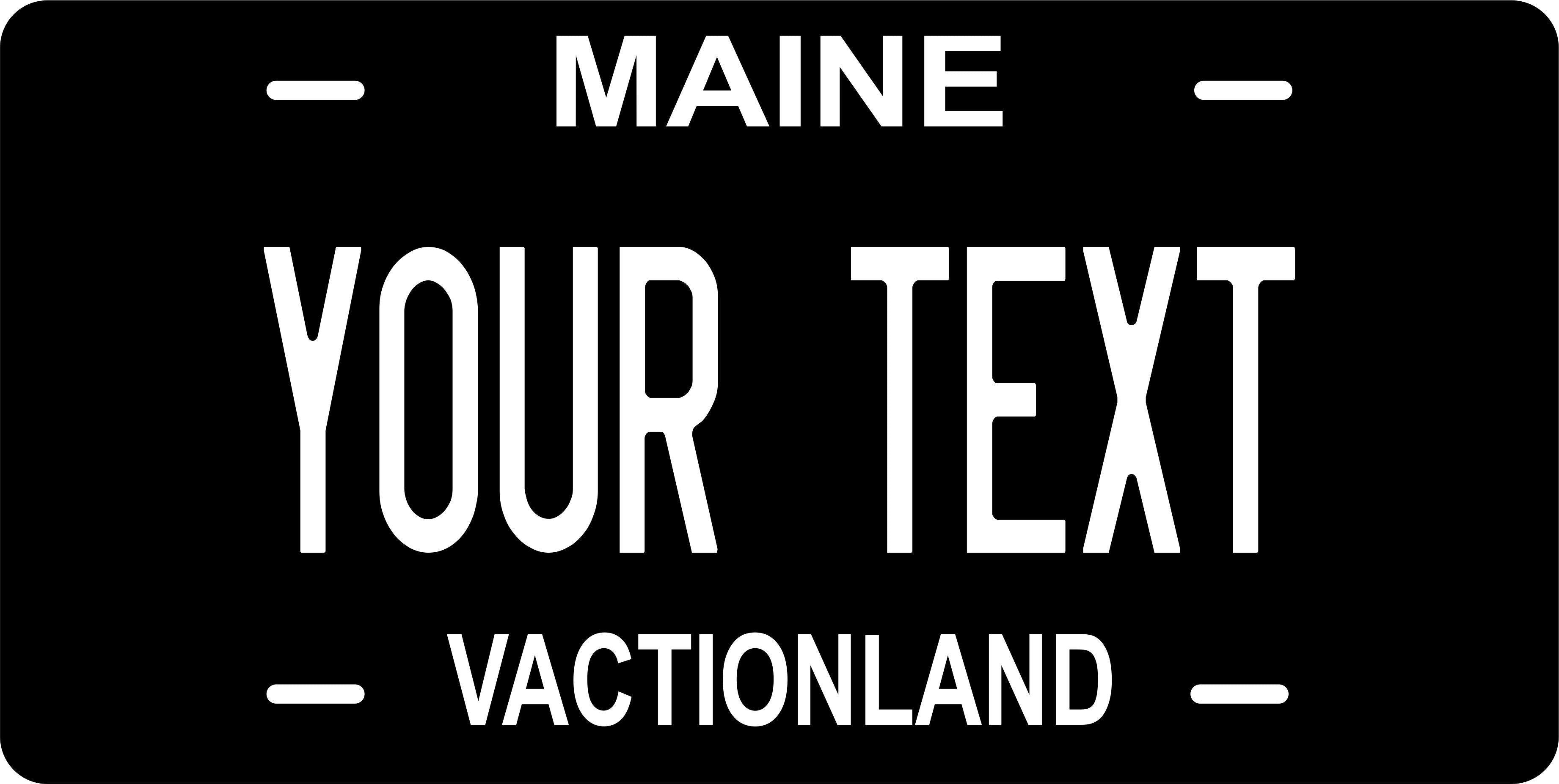 Maine  Black White ver2 License Plate Personalized Novelty Fun Car Bike Motorcycle
