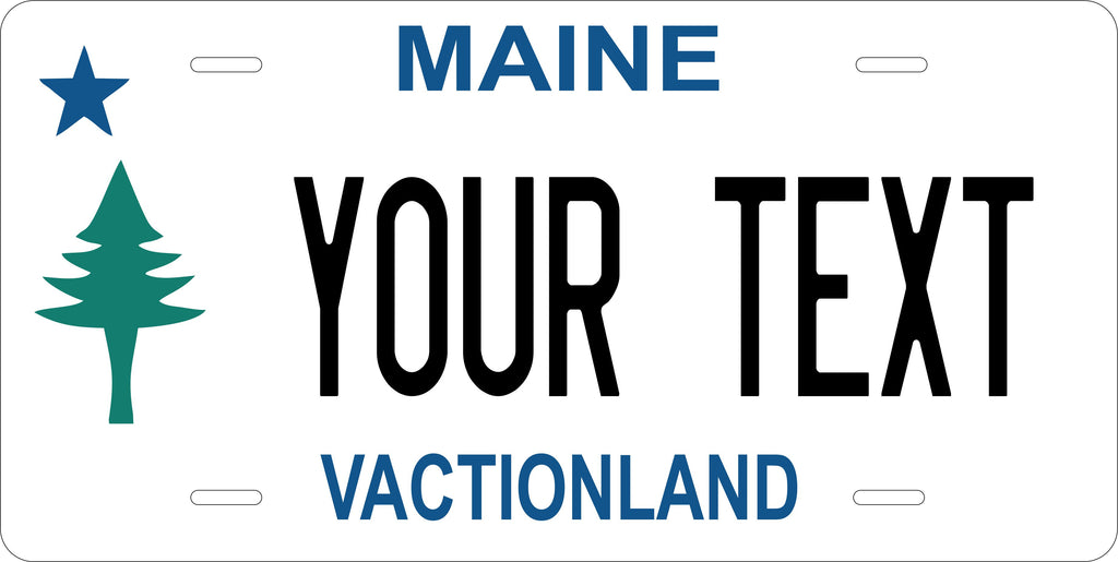 Maine Pine White License Plate Personalized Novelty Fun Car Bike Motorcycle