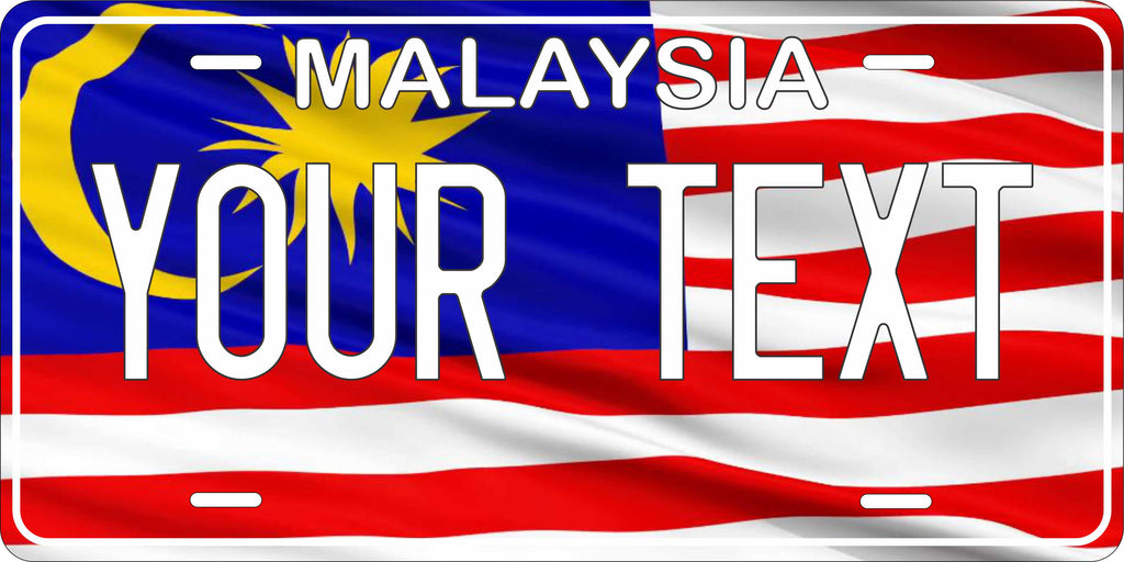 Malaysia Asia Flag Wave License Plate personalized Novelty Fun Car Bike Motorcycle