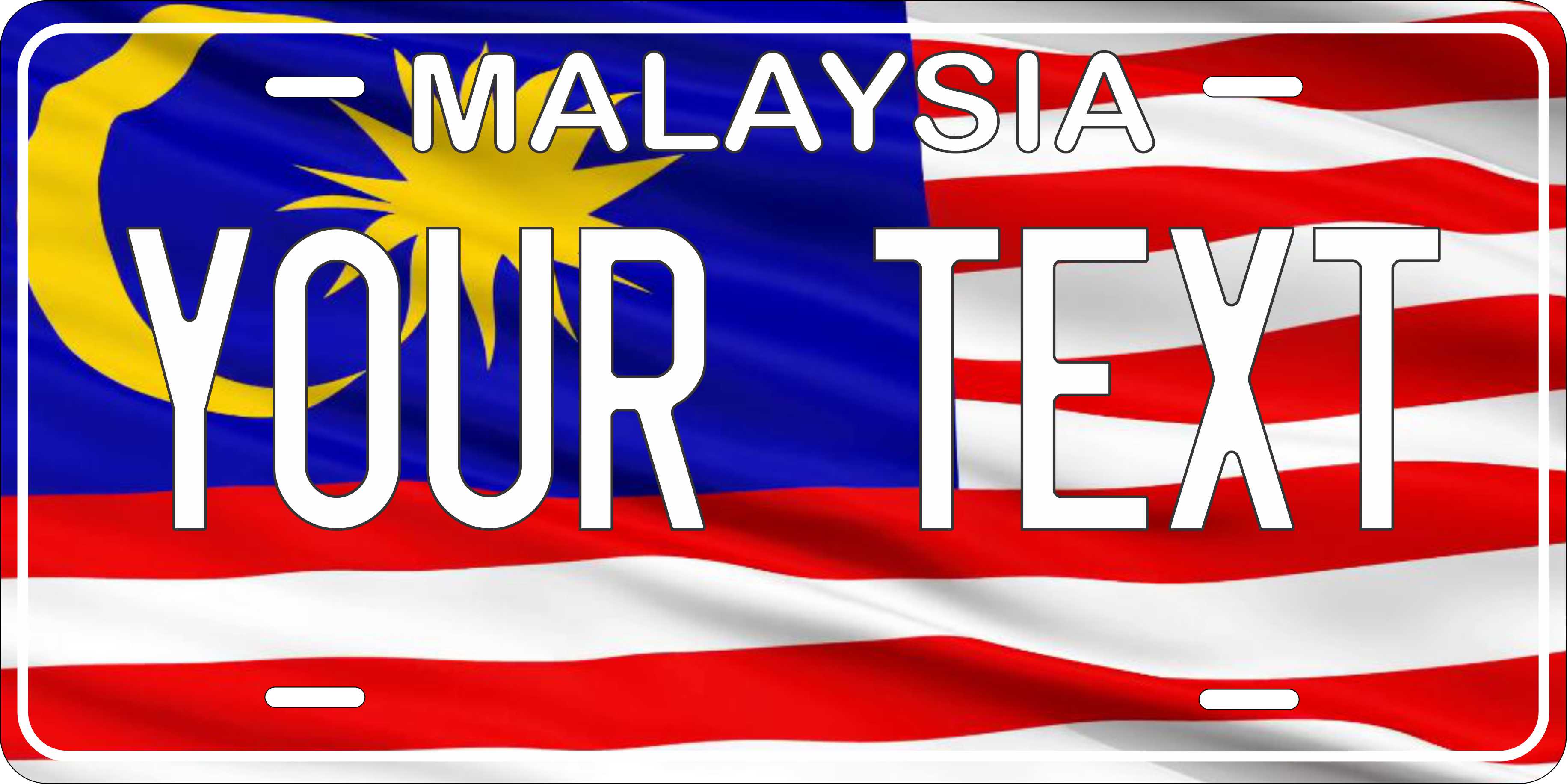 Malaysia Asia Flag Wave License Plate personalized Novelty Fun Car Bike Motorcycle