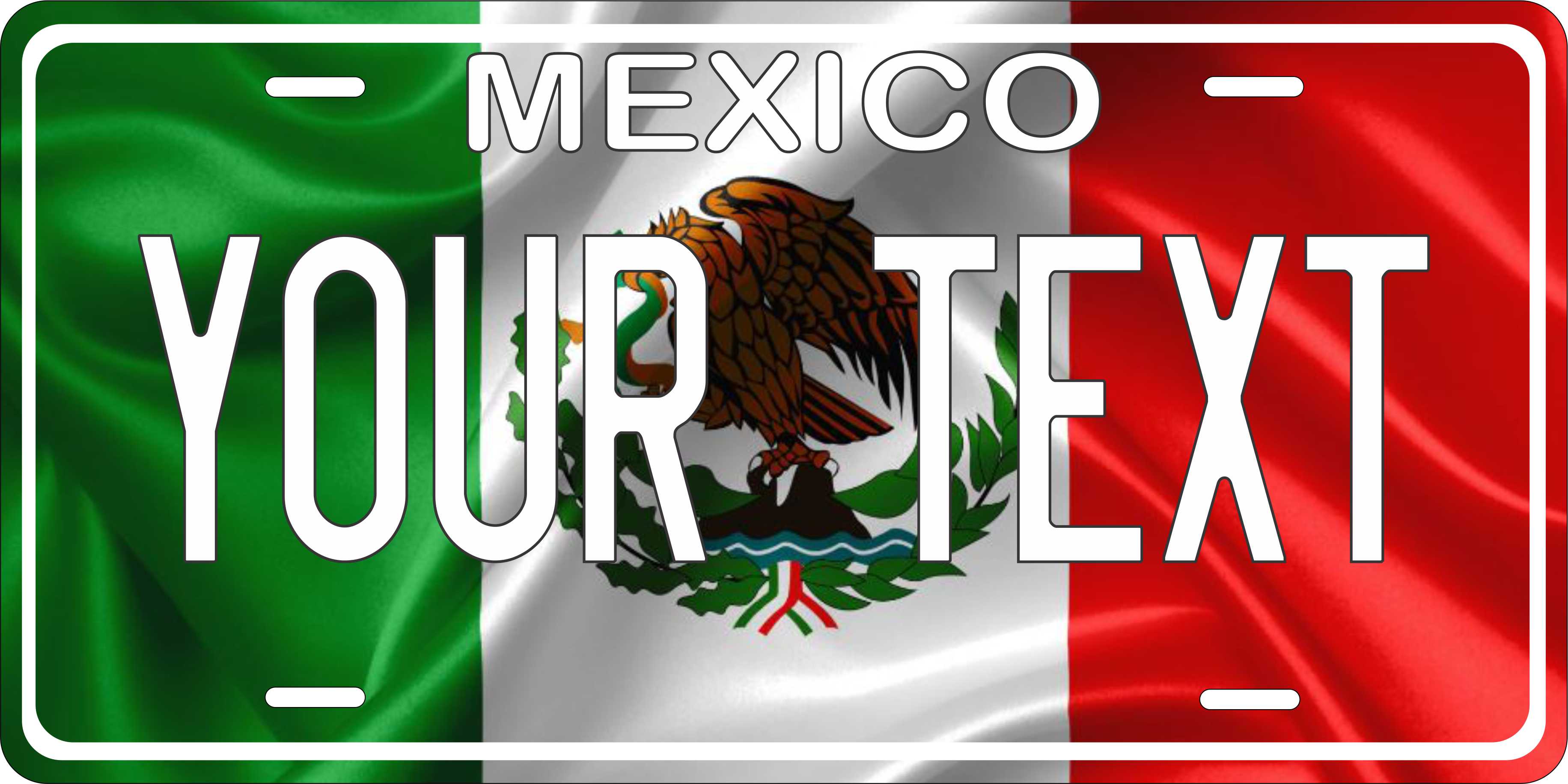 Mexico Flag Wave Mexico CA License Plate Personalized Novelty Fun Car Bike Motorcycle