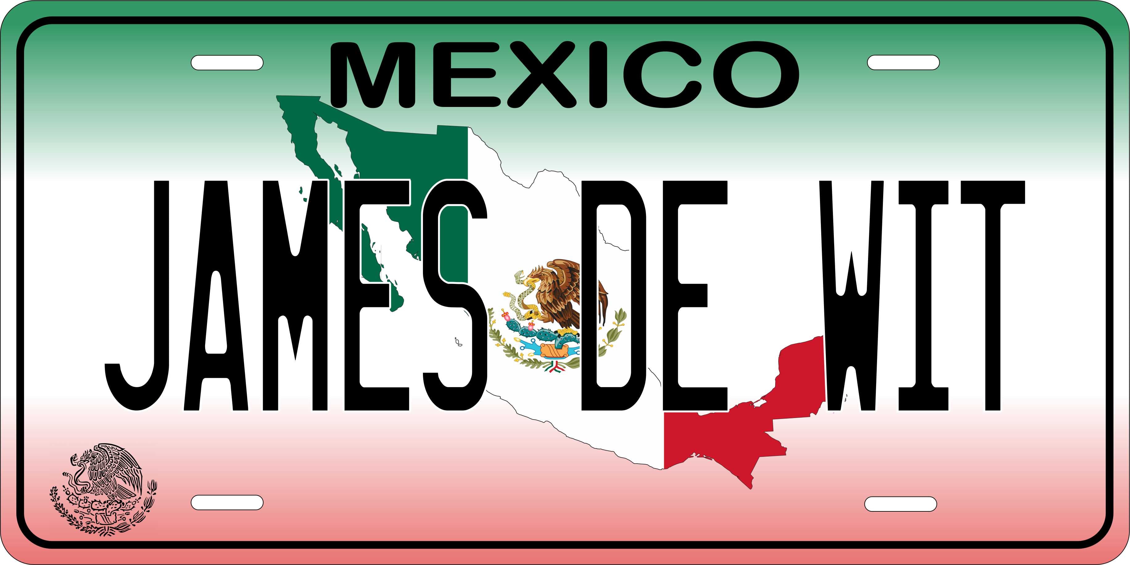 Mexico Flag ver2 Wave Mexico CA License Plate Personalized Novelty Fun Car Bike Motorcycle