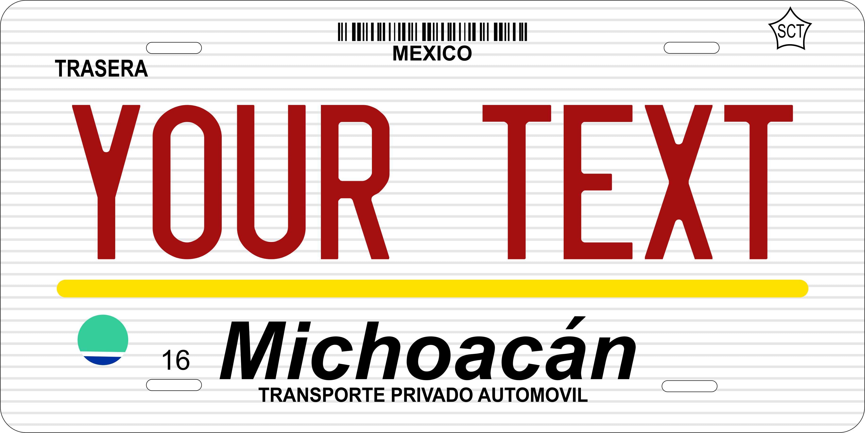 Michoacan 2003 Mexico CA License Plate Personalized Novelty Fun Car Bike Motorcycle
