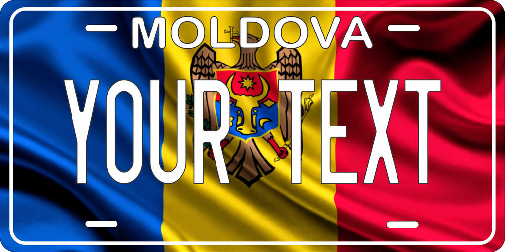 Moldova Europe Flag Wave License Plate personalized Novelty Fun Car Bike Motorcycle