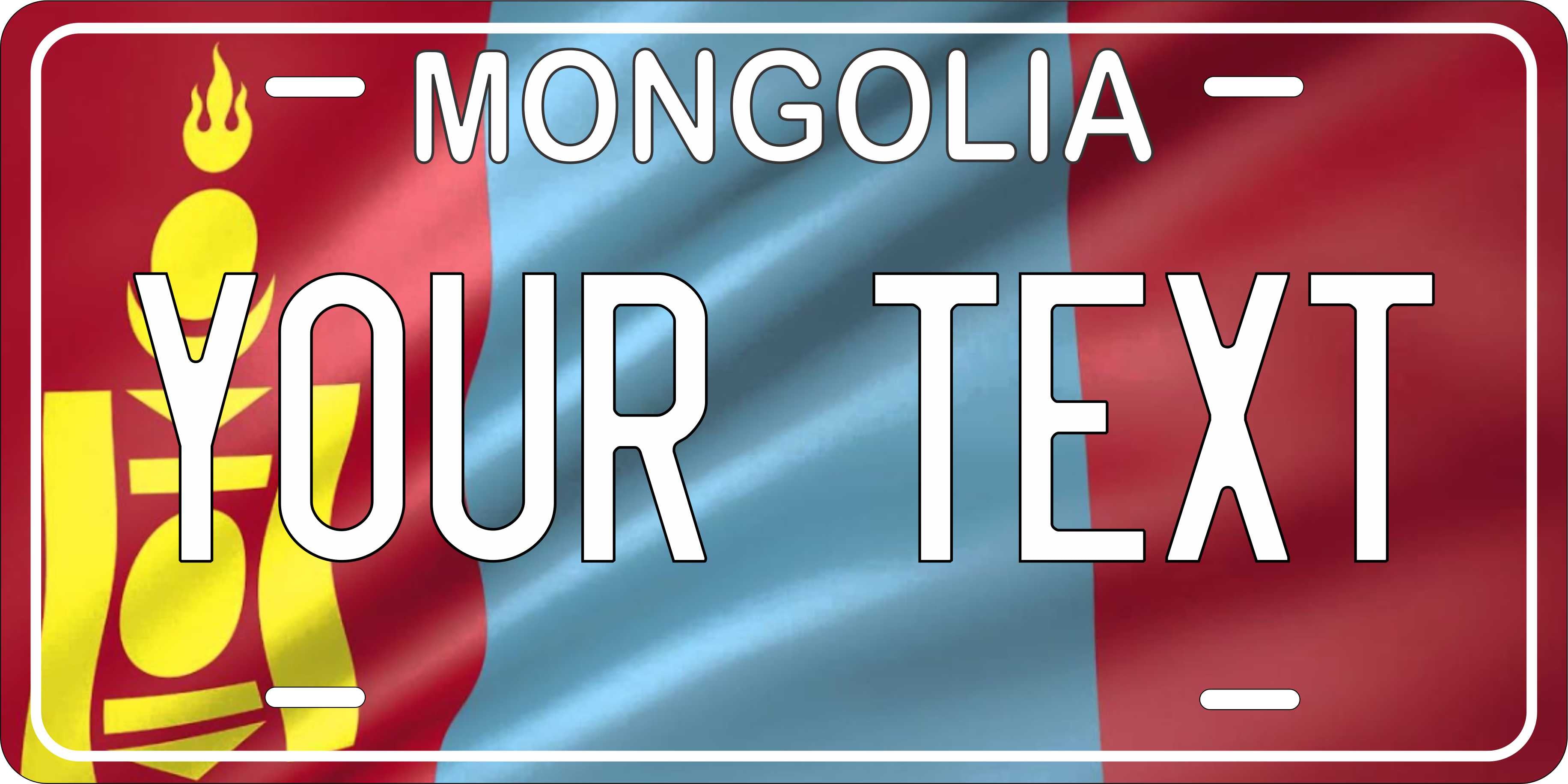 Mongolia Asia Flag Wave License Plate personalized Novelty Fun Car Bike Motorcycle