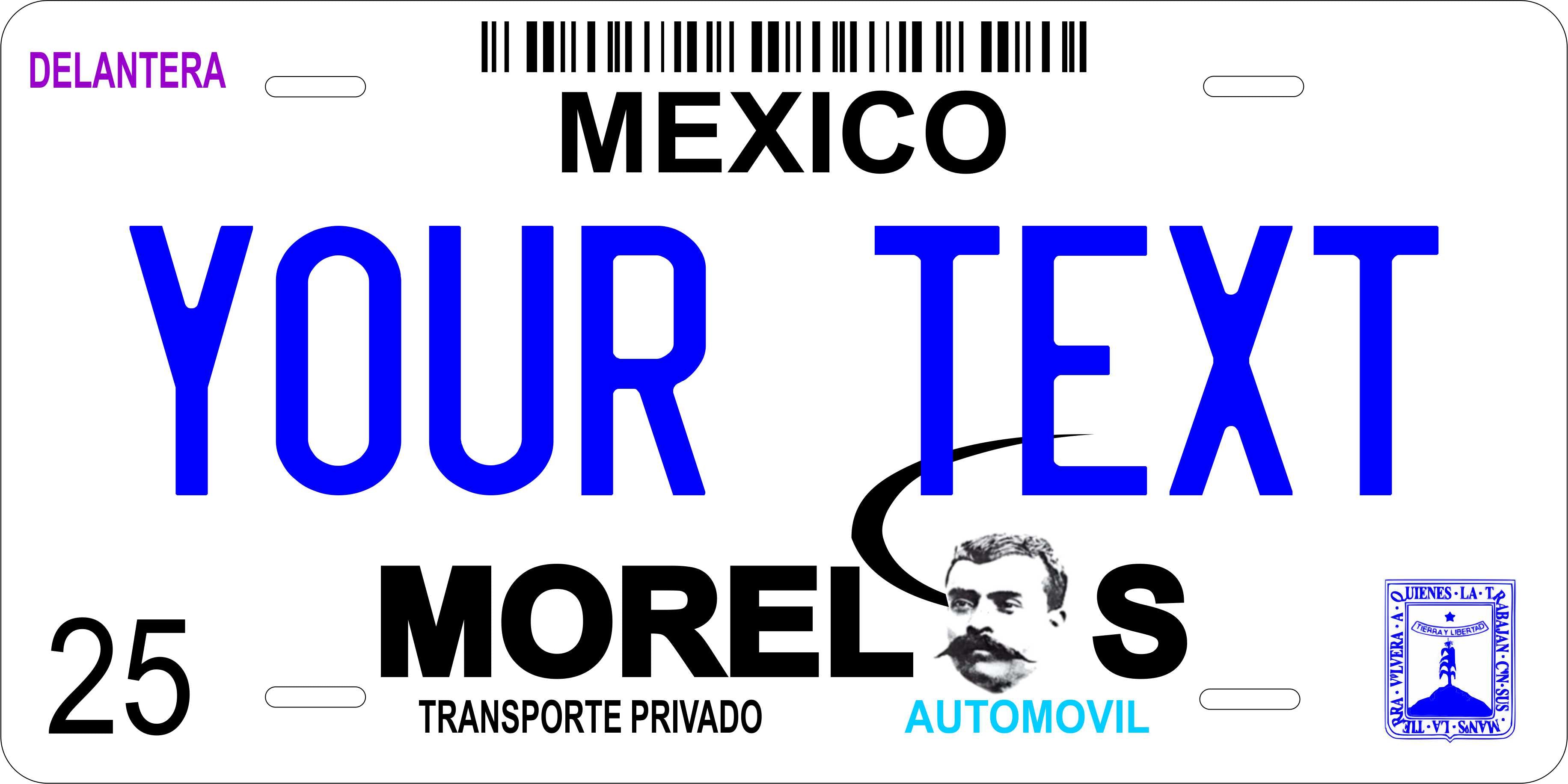 Morelos 2001 Mexico CA License Plate Personalized Novelty Fun Car Bike Motorcycle