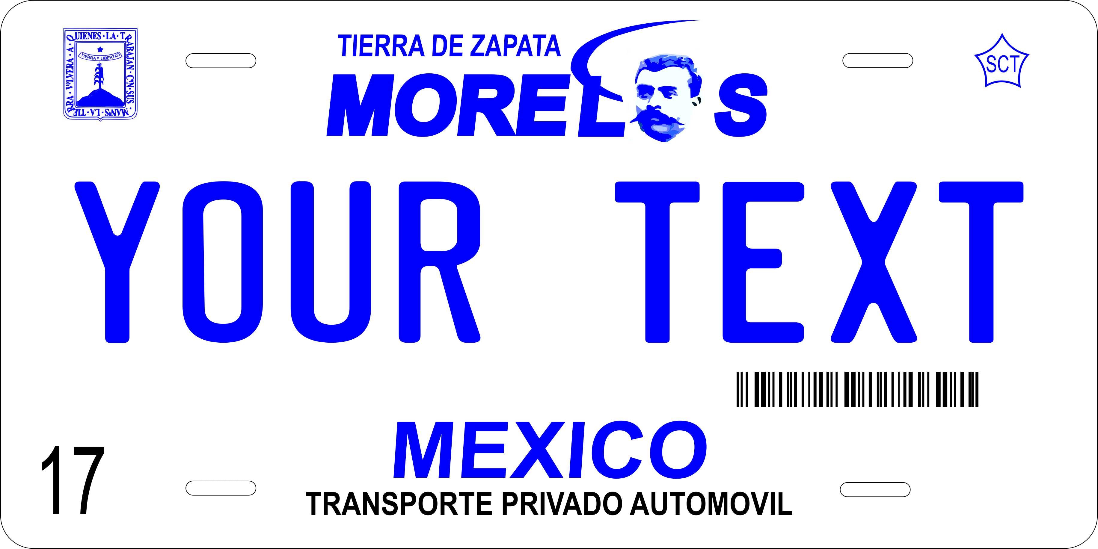 Morelos 2006 Mexico CA License Plate Personalized Novelty Fun Car Bike Motorcycle