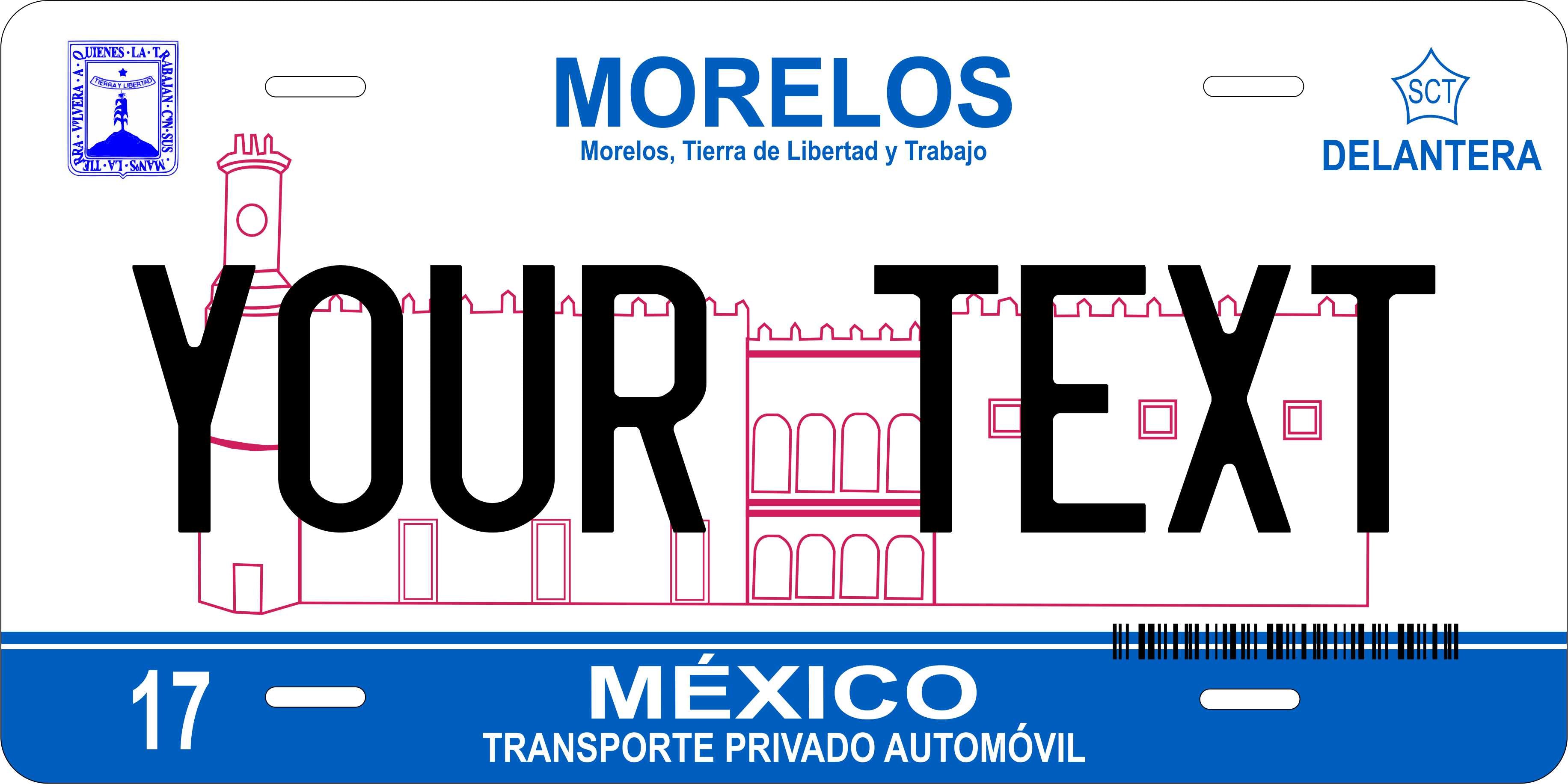 Morelos 2008 Mexico CA License Plate Personalized Novelty Fun Car Bike Motorcycle
