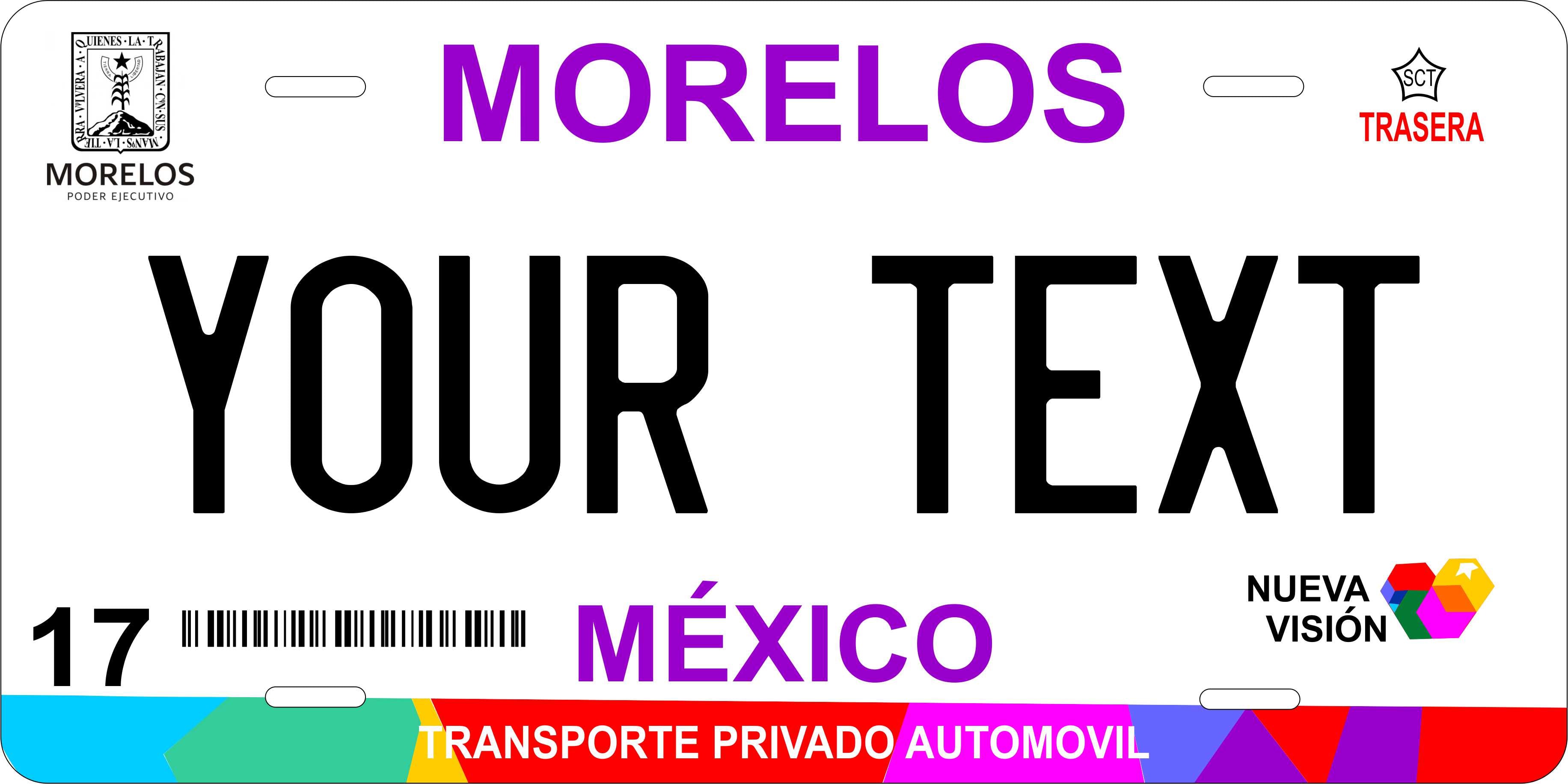 Morelos 2013 Mexico CA License Plate Personalized Novelty Fun Car Bike Motorcycle