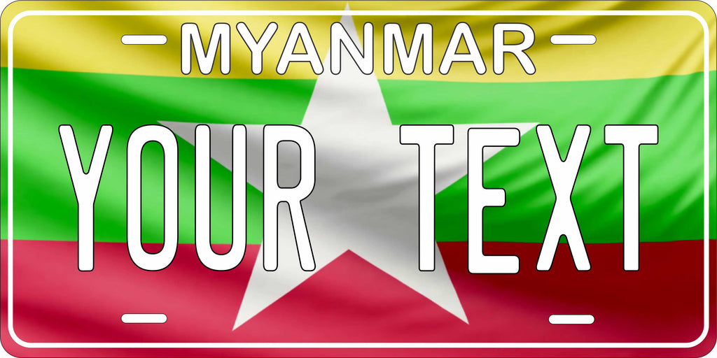 Myanmar Asia Flag Wave License Plate personalized Novelty Fun Car Bike Motorcycle