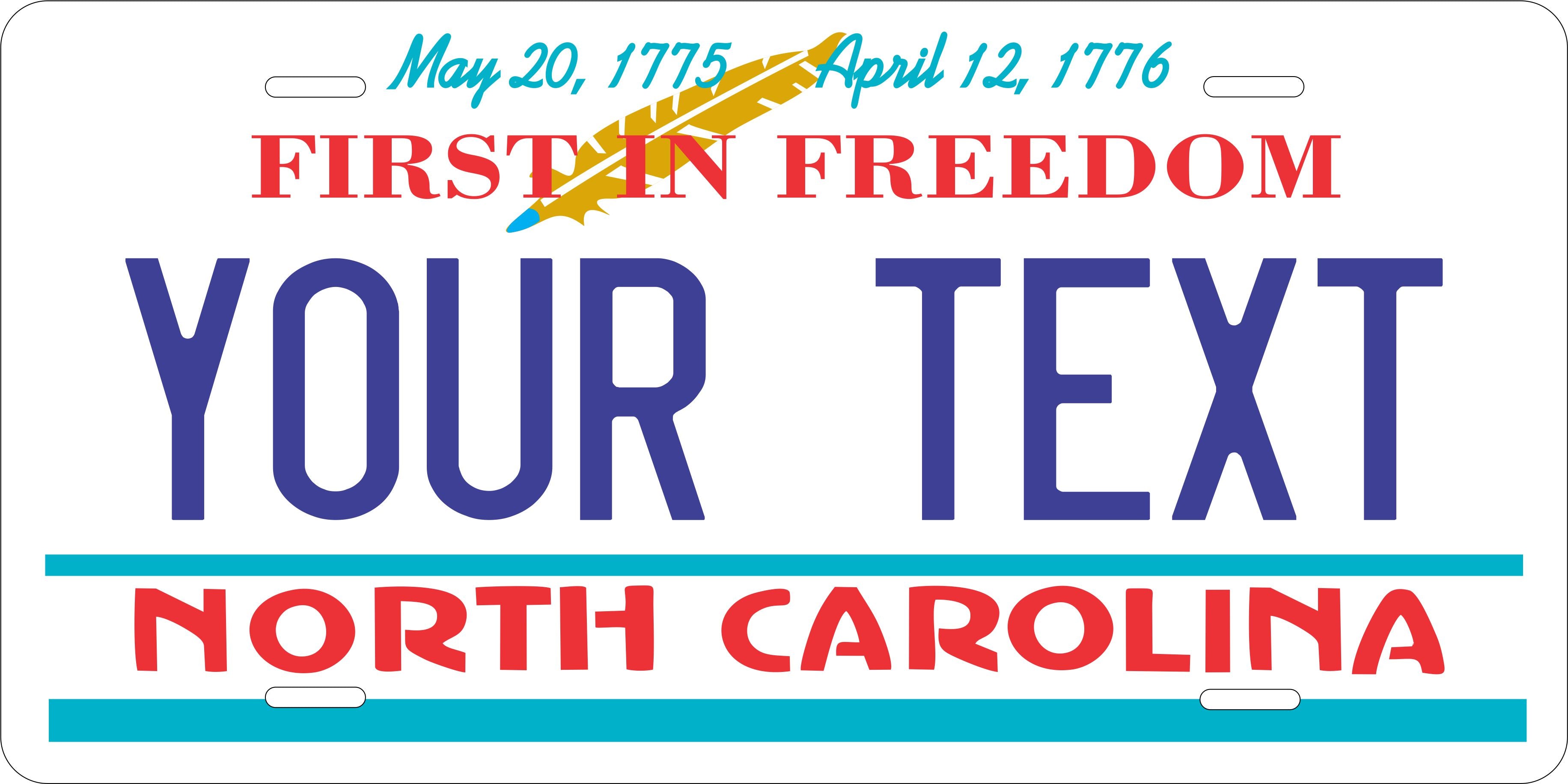 North Carolina 2015 First In Freedom License Plate Custom Novelty Fun Car Bike Motorcycle